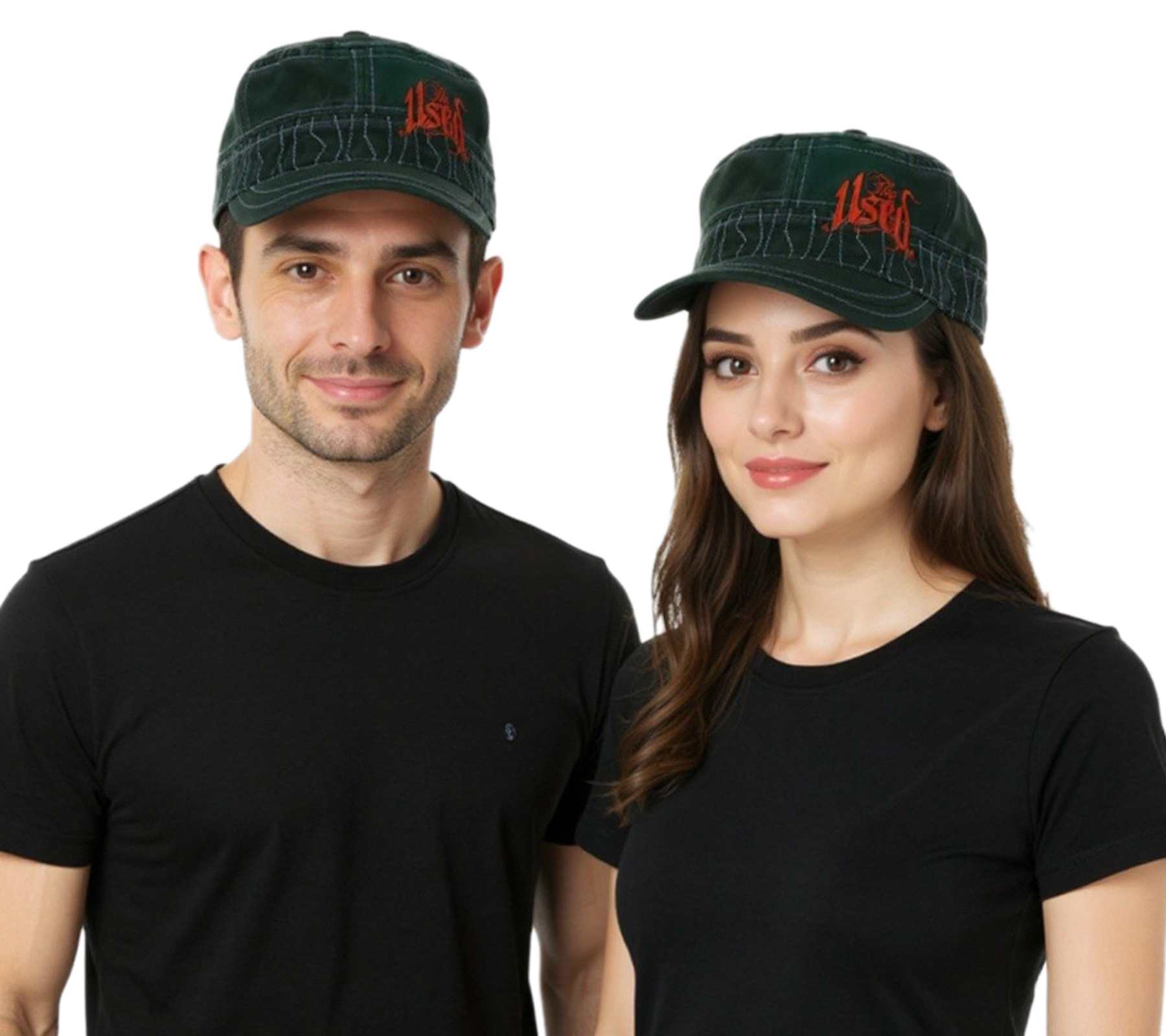 The Used Unisex Baumwoll-Cap im millitärischen Schnitt mit leicht gebogenen Schnitt Schwarz/Rot