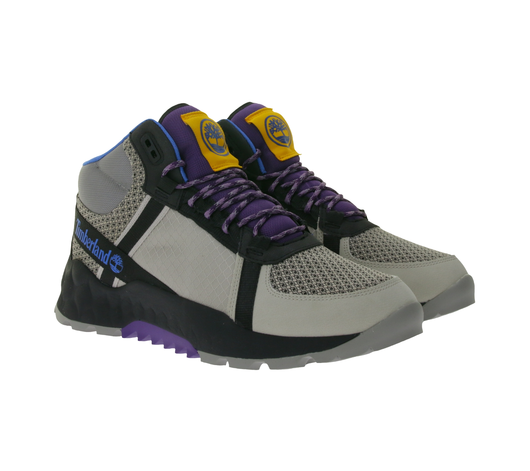Timberland Solar Wave Lt Mid Herren Wander-Schuhe nachhaltige Hiking-Stiefel mit ReBOTL-Gewebe und GreenStride-Shole Trekking-Boots TB0A41YCK511 Grau/Bunt