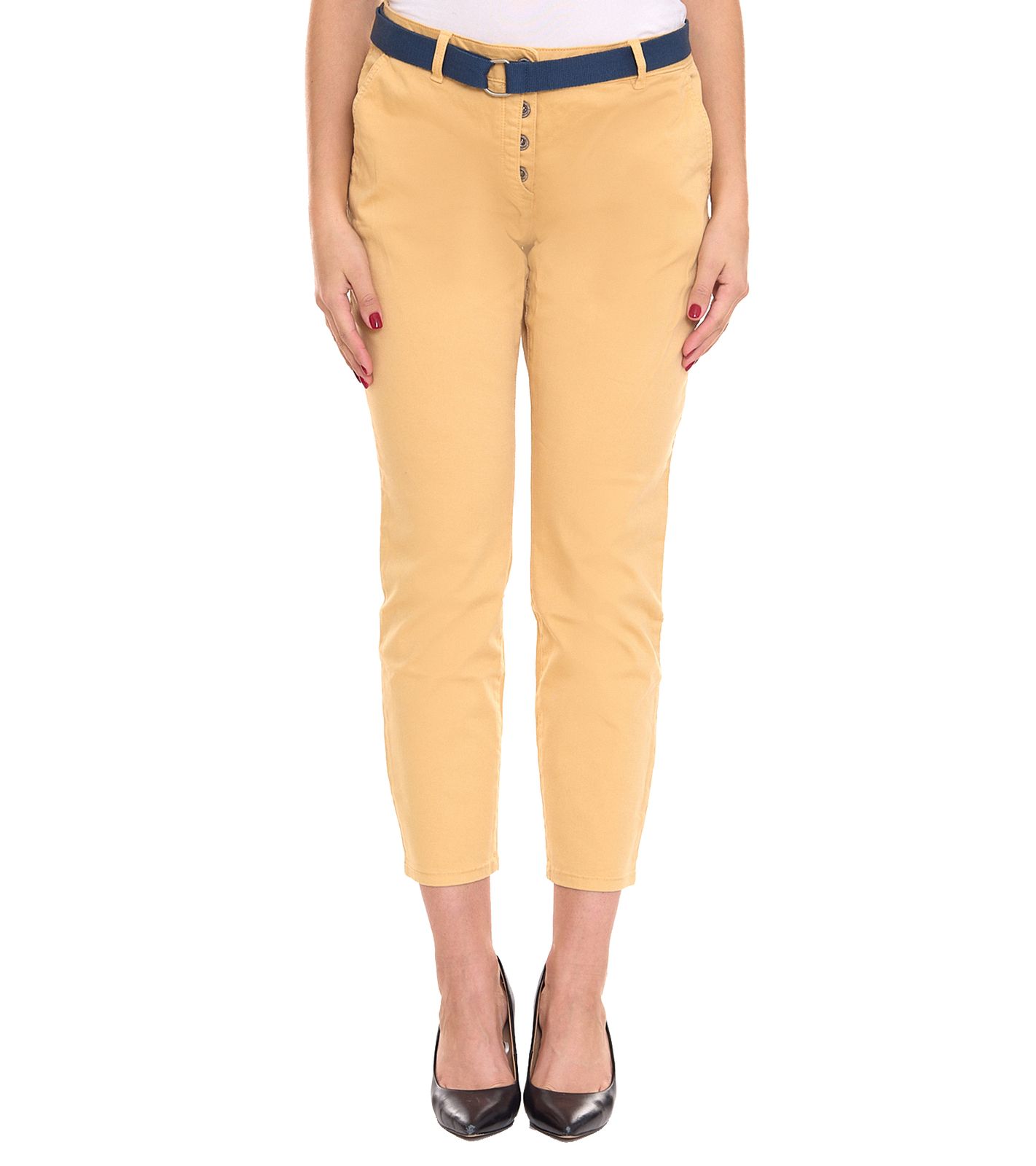 TOM TAILOR Damen Chino-Hose stylische Alltags-Hose mit Gürtel 46246404 Beige
