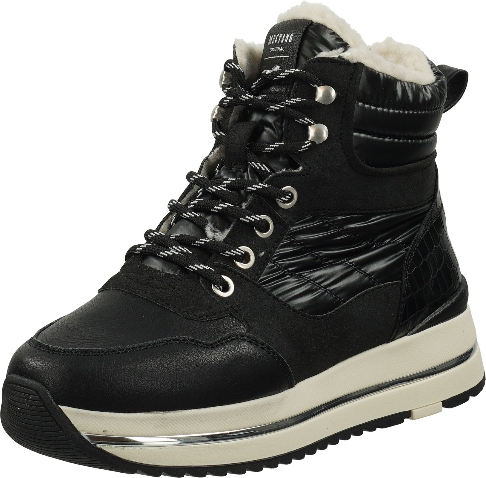 Trendige MUSTANG Stiefelette Schnürschuhe für Damen 1480-602-9 Schwarz
