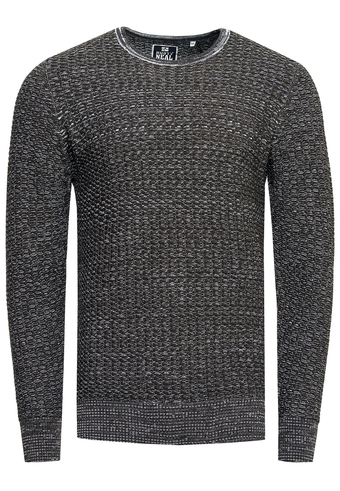 Trendiger Herren Feinstrick-Sweater mit Strukturmuster Rundhals-Pullover 13373 Khaki