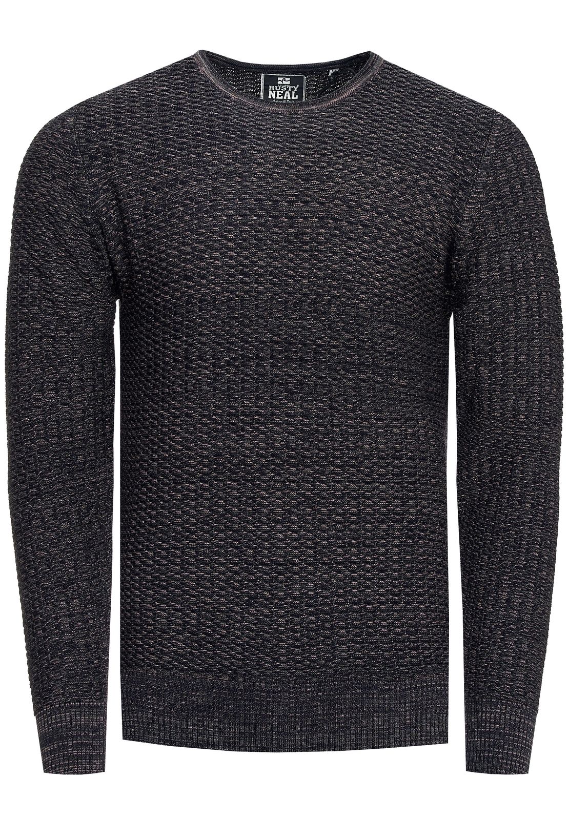Trendiger Herren Feinstrick-Sweater mit Strukturmuster Rundhals-Pullover 13373 Marine