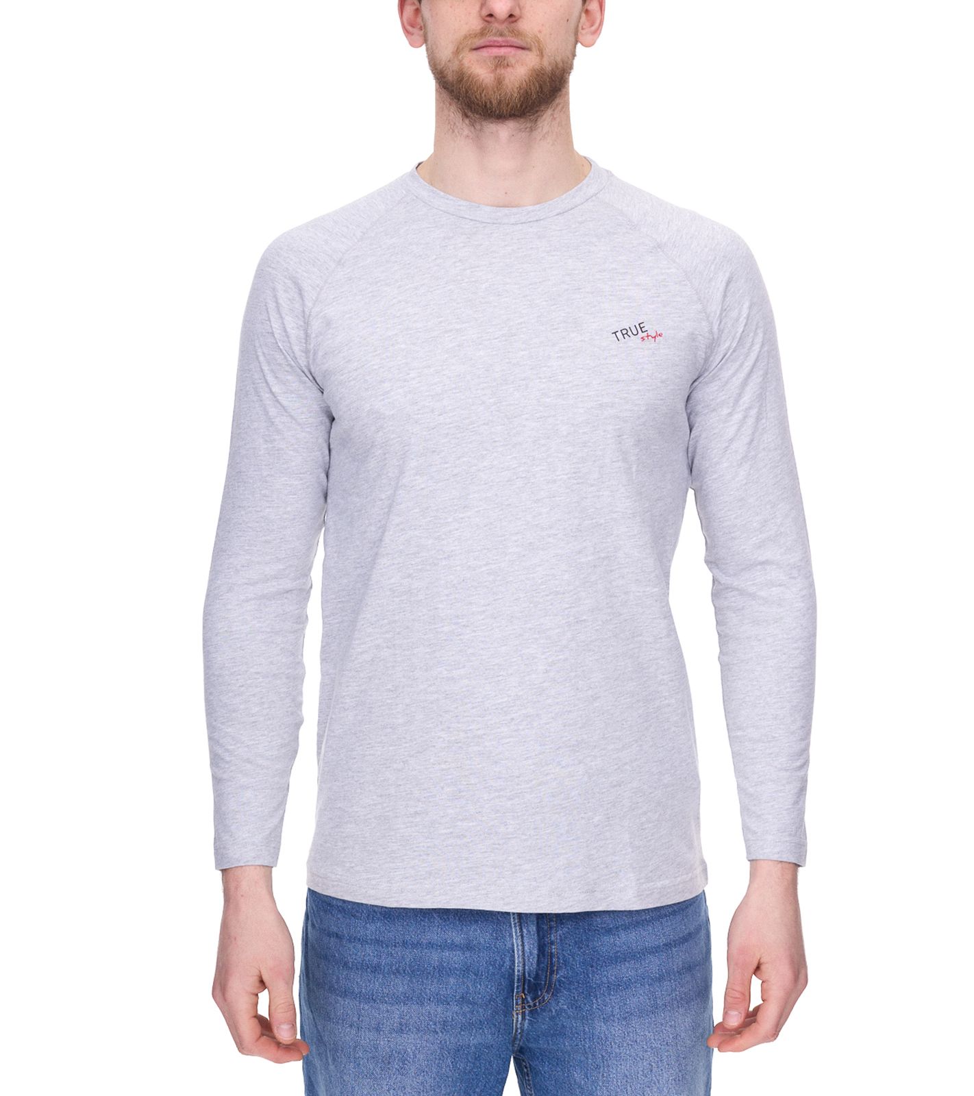 TRUE style Herren Pyjama-Shirt Baumwoll-Pullover Schlaf-Shirt Oeko-Tex zertifiziert - Standard 100 Rundhals-Pullover 7753437 Hellgrau
