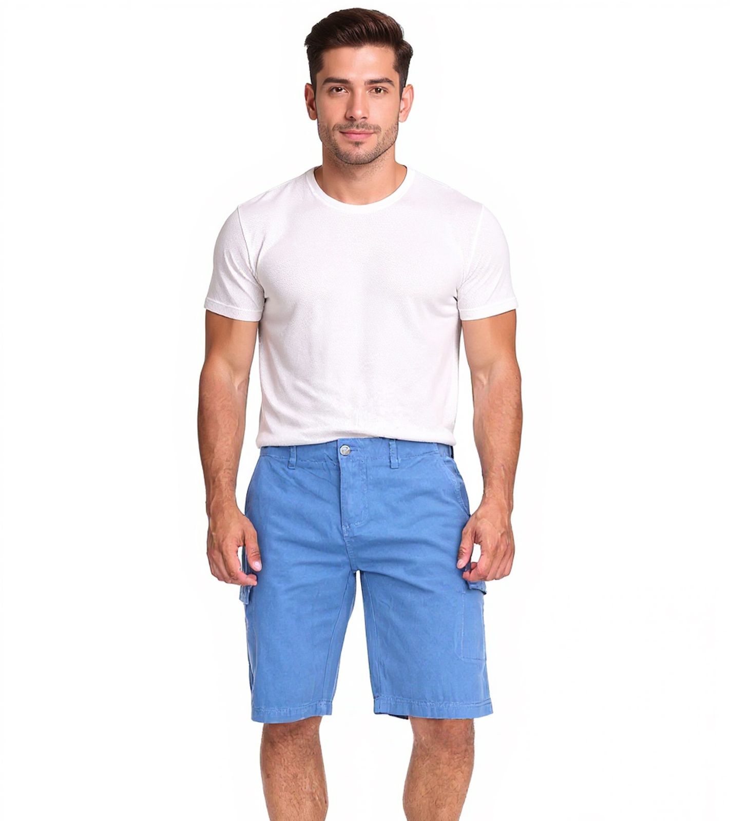 U.S. POLO ASSN. Herren Freizeit-Cargo Shorts leichte Freizeit-Short mit U.S. Polo Stickerei kurze Hose 143 68147 52661 335 Hellblau