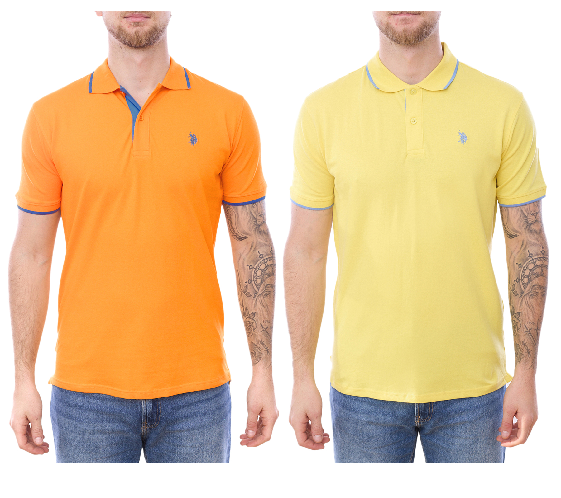 U.S. POLO ASSN. Herren Polo-Shirt Basic-Shirt Baumwoll-Shirt Kurzarm-Shirt 197 63899 52520 Gelb oder Orange