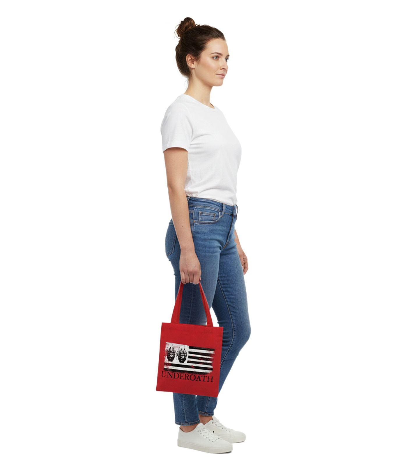 Underoath Metalcore-Band Umhänge-Tasche stylische Einkaufstasche Fan-Artikel 31 x 33 x 3 cm LB1071901UND Rot/Schwarz/Weiß