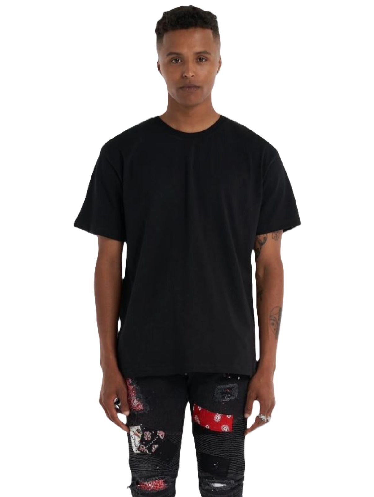 UNEFFECTED Herren Blank T-Shirts Baumwolle schwarz