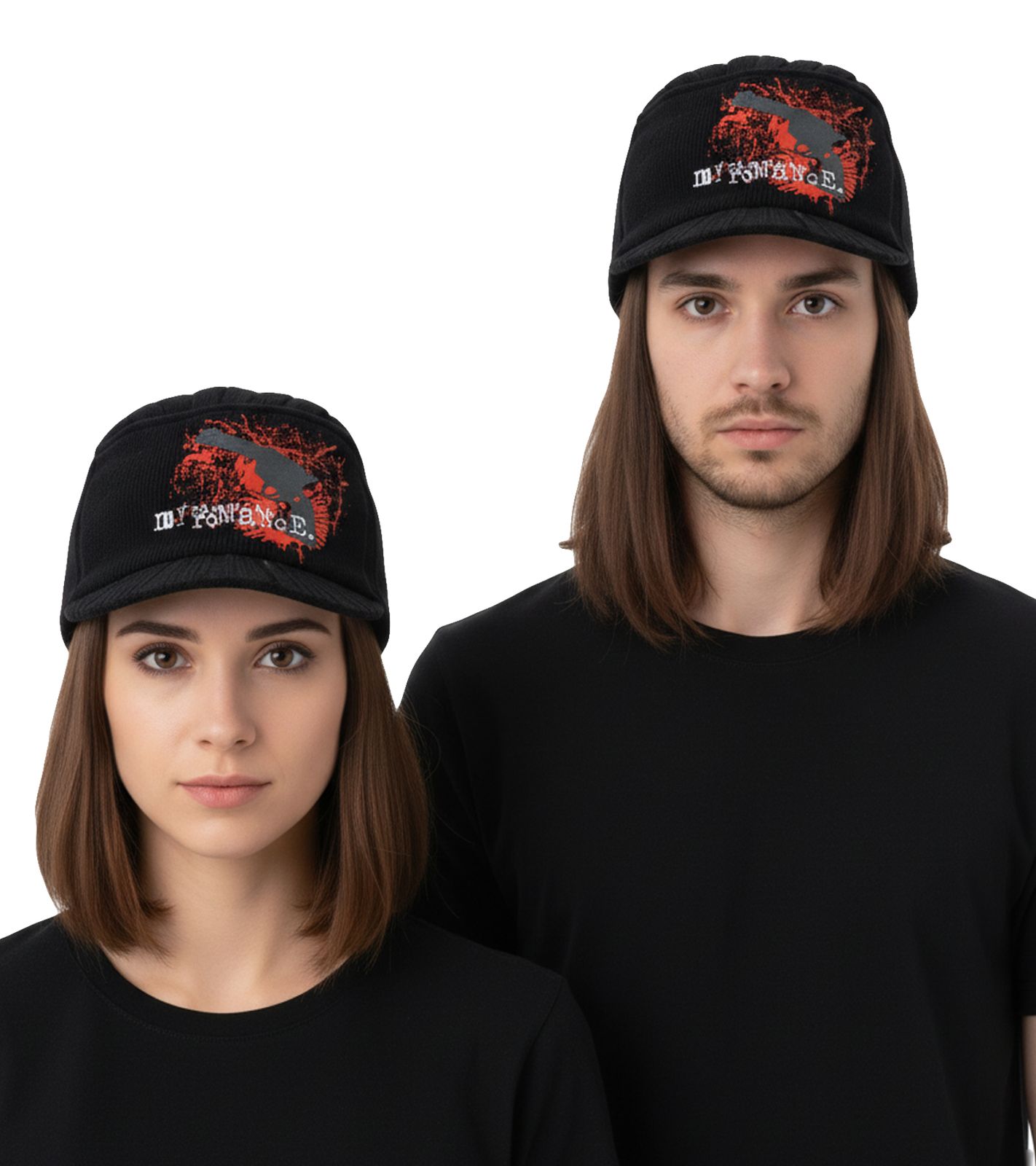 Unisex Schirm-Mütze mit "My Chemical Romance" Schriftzug Schirm-Beanie Freizeit-Mütze KC1012411MCR Schwarz/Rot