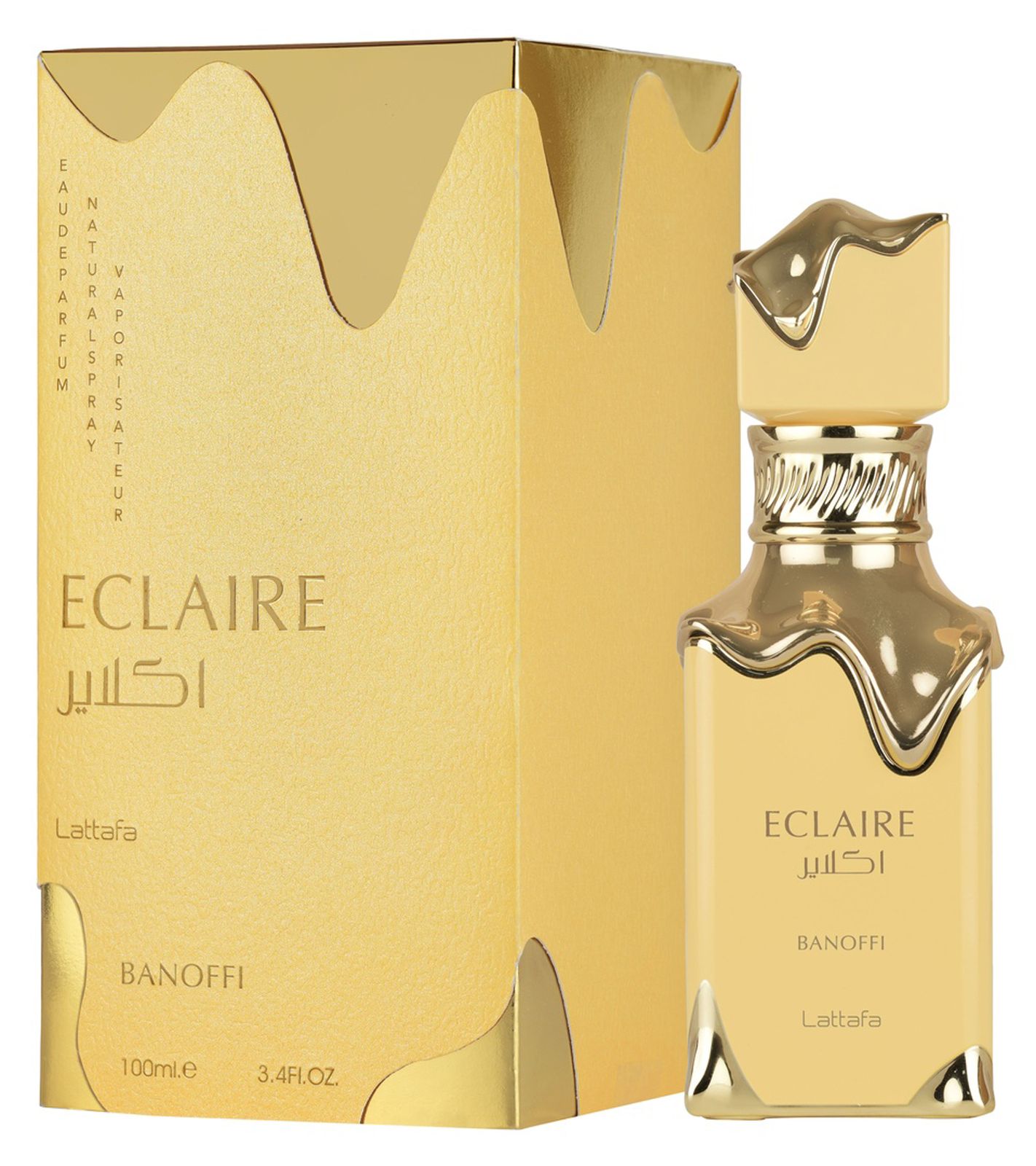 unwiderstehliches Lattafa Eclaire Banoffi Unisex Parfum süß warmes Körper-Parfüm für Damen und Herren 100ml Gold