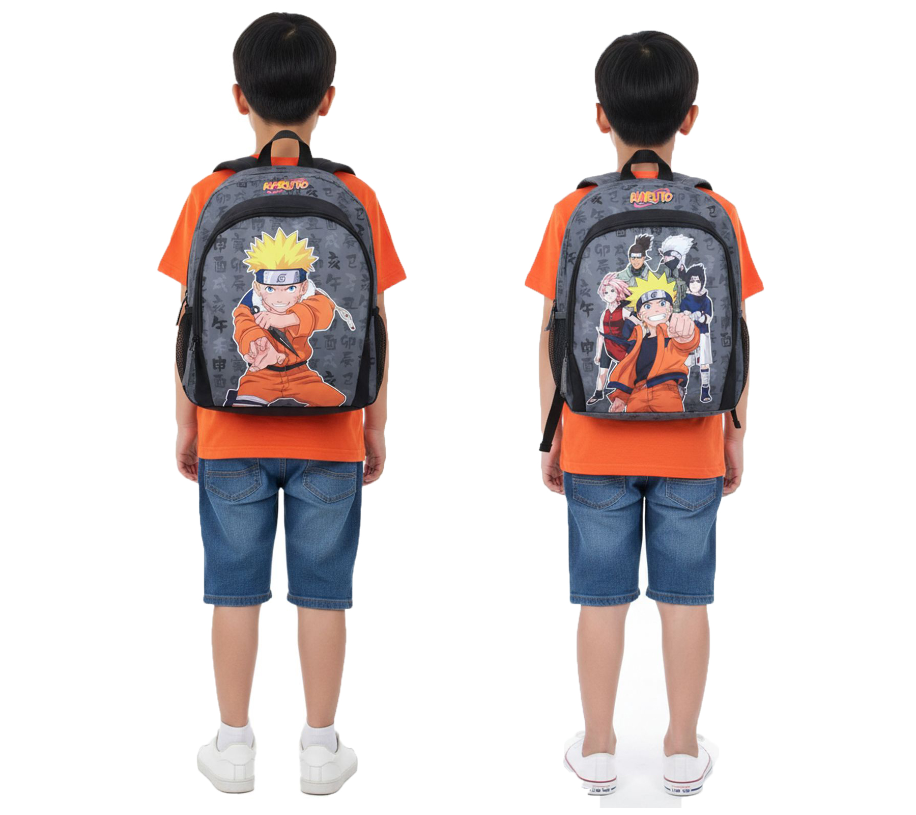 VADOBAG Kinder Rucksack im Naruto-Design Tages-Rucksack Kindergarten-Rucksack 7L 135-406 Grau/Schwarz