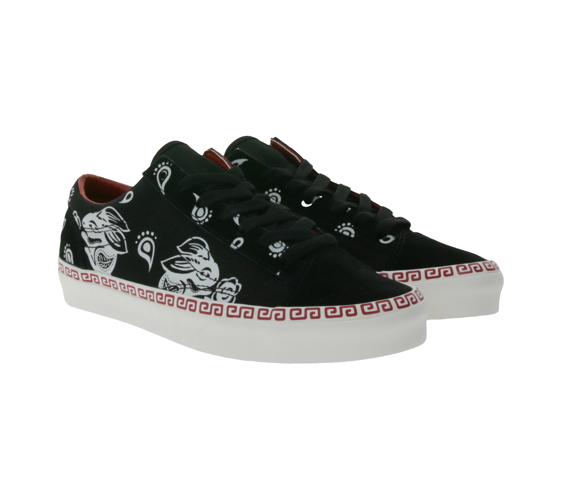 VANS Style 36 Damen Echtleder-Sneaker modische Low-Top Schuhe mit Rabbit-Print VN0A54F6BM81 Schwarz/Weiß