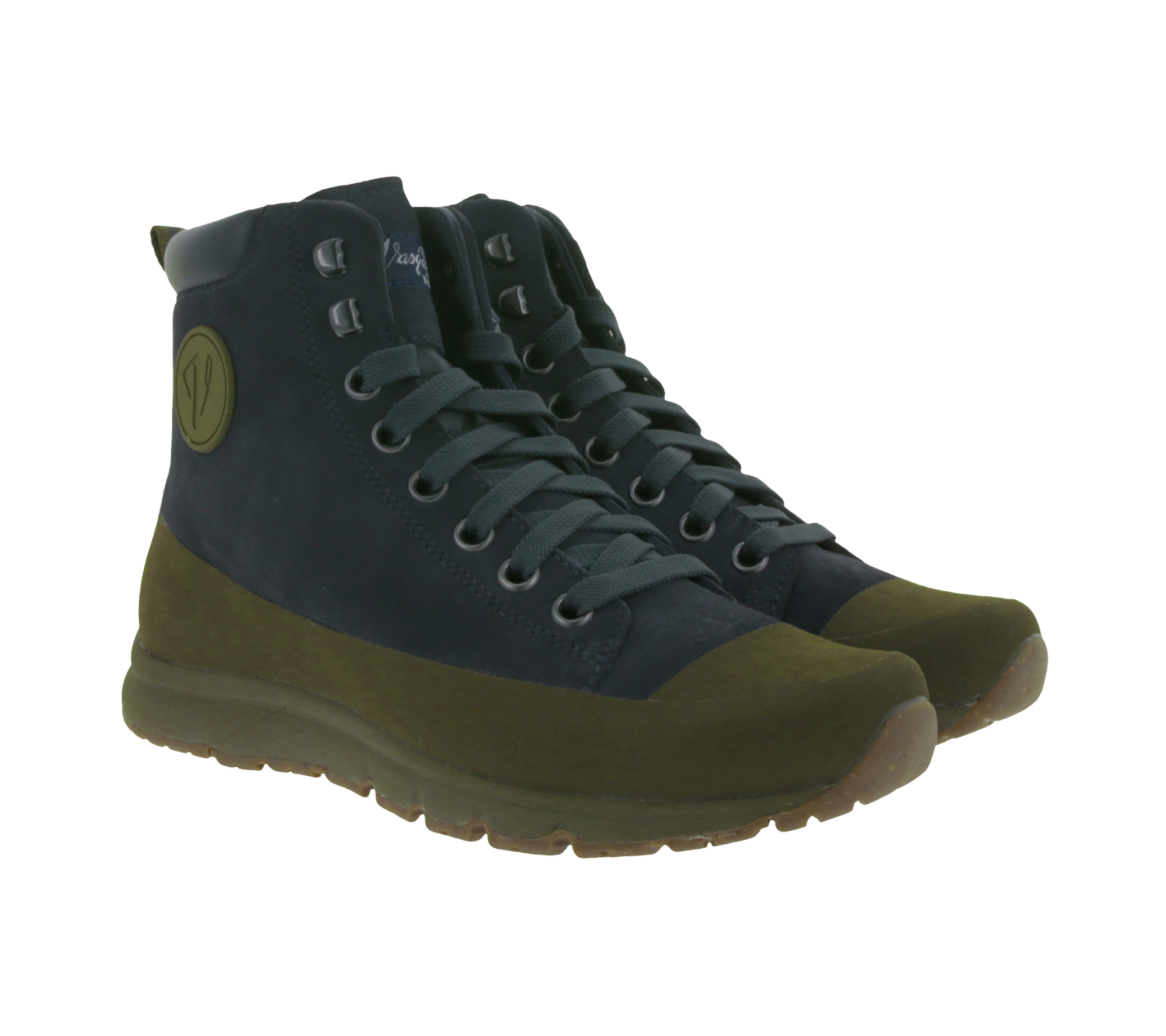VASQUE Ascender Unisex Wander-Schuhe mit Vibram Sohle nachhaltige Trekking-Schuhe mit Echtleder 07456M-7456 Dunkelblau/Grün
