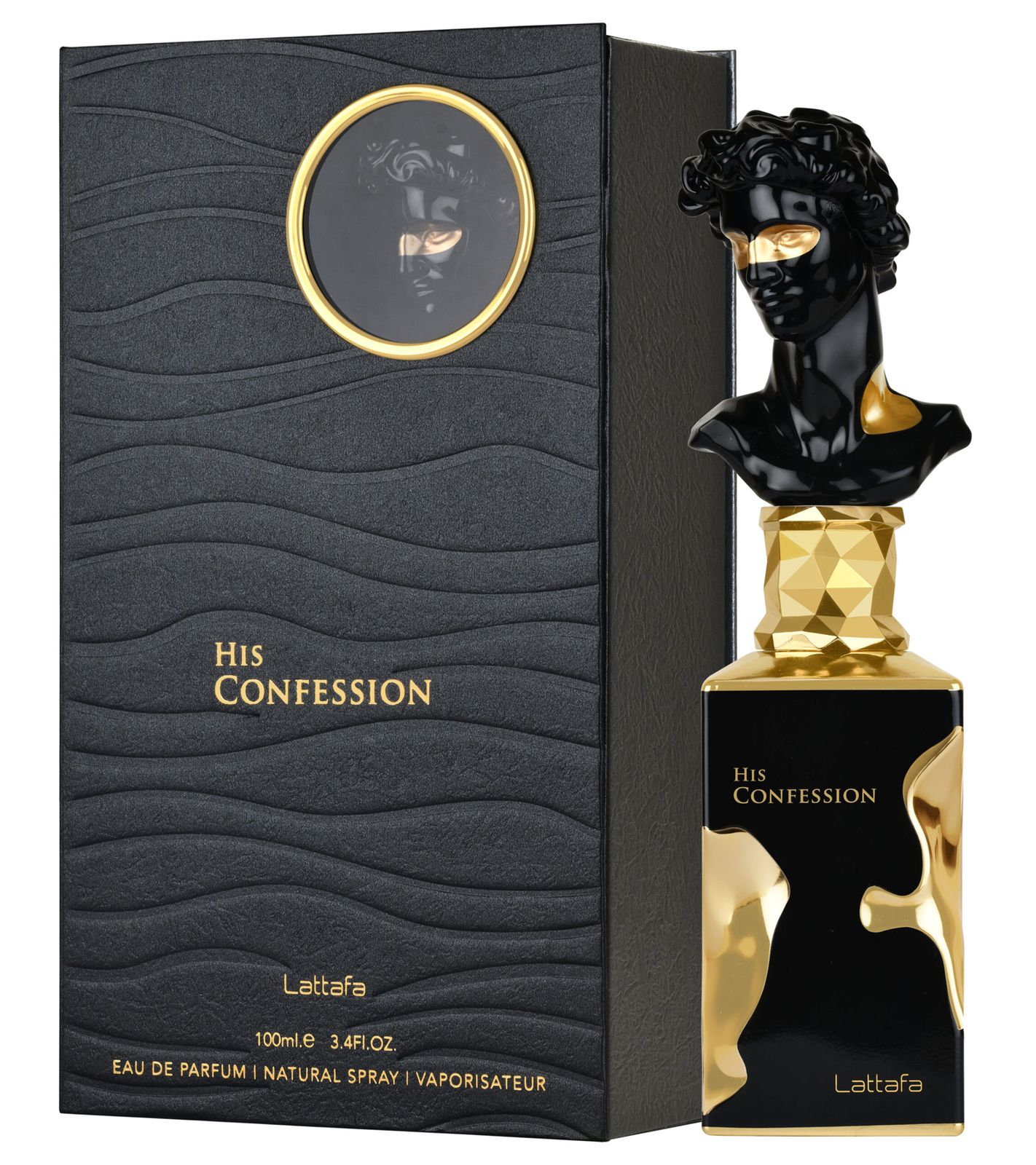 Verführerisches Lattafa His Confession Herren Eau de Parfum eleganter Körper-Duft 100ml Schwarz/Gold