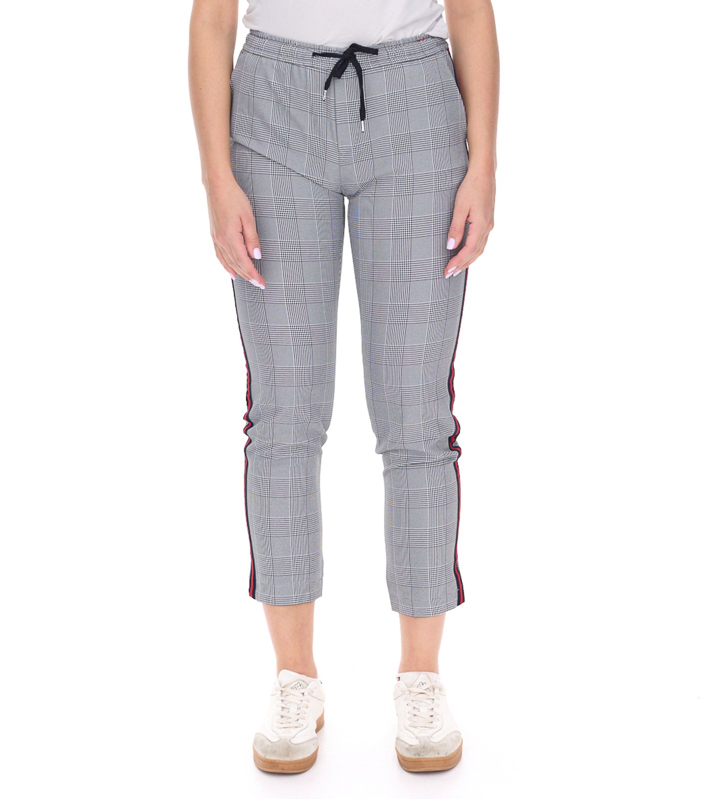 vestino Damen Business-Hose karierte Stoff-Hose Freizeit-Hose Grau/Schwarz