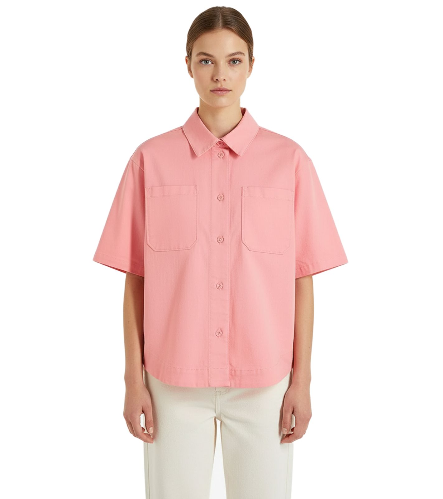 vielseitige Damen Hemd-Jacke Oversized Baggy Summer Shaket Baumwoll-Jacke 967153 Rosa