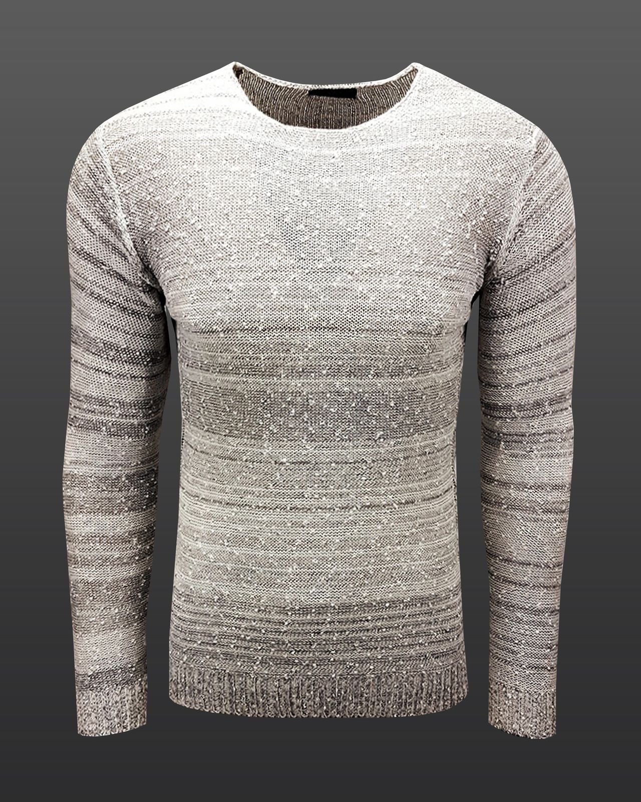 Vielseitiger Herren Rundhals-Pullover mit Punktmuster Strick-Sweater 6245 Weiß