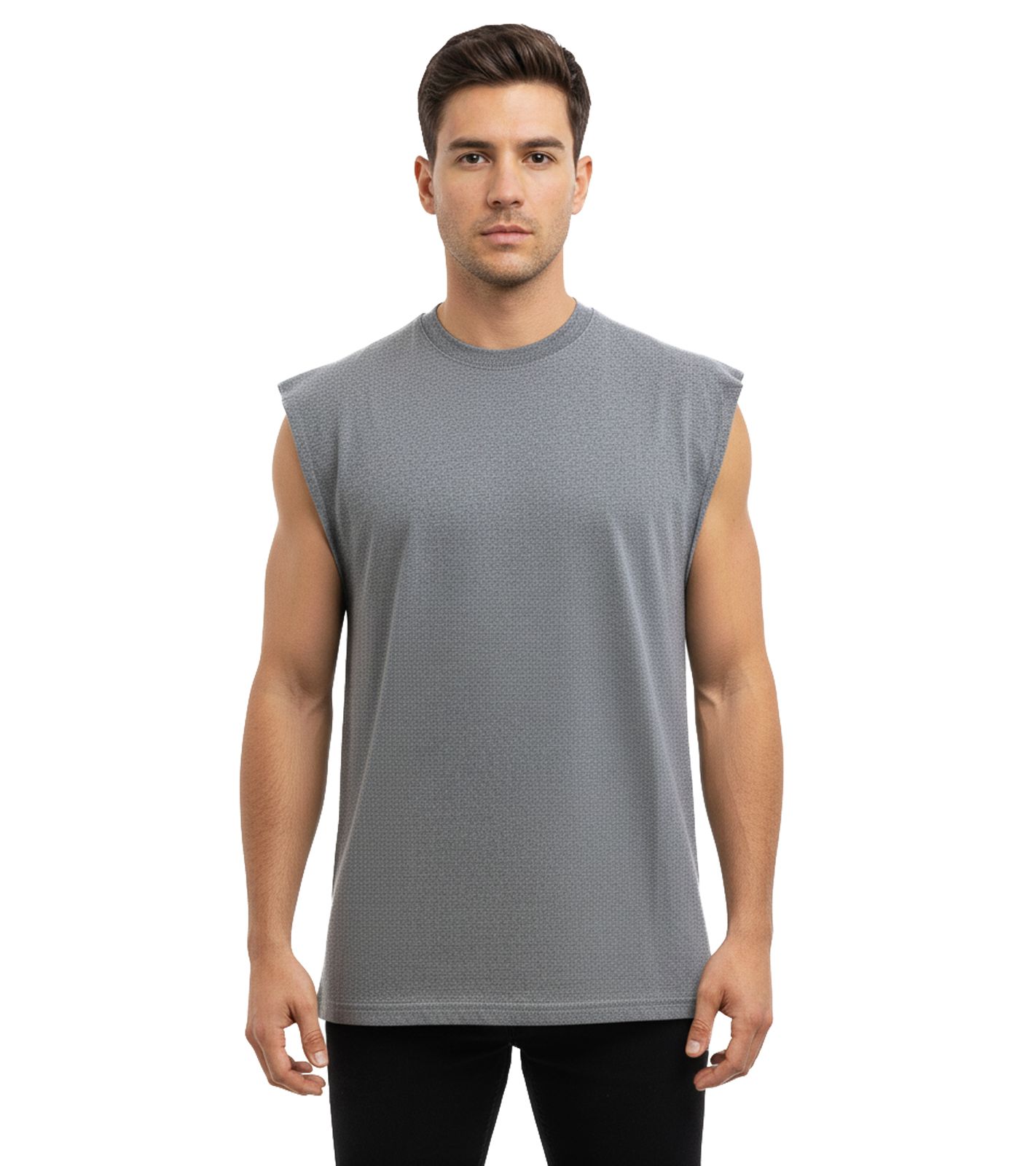 VSCT Clubwear Bulky Herren T-Shirt Baumwoll-T-Shirt Anthrazit Acid Washed