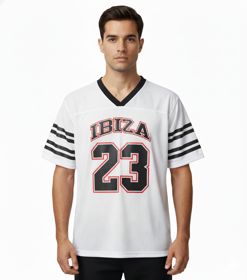 vsct Clubwear Herren Shirt mit "IBIZA 23"-Print auf der Front Sommer-Trikot 5643307 Weiß/Schwarz
