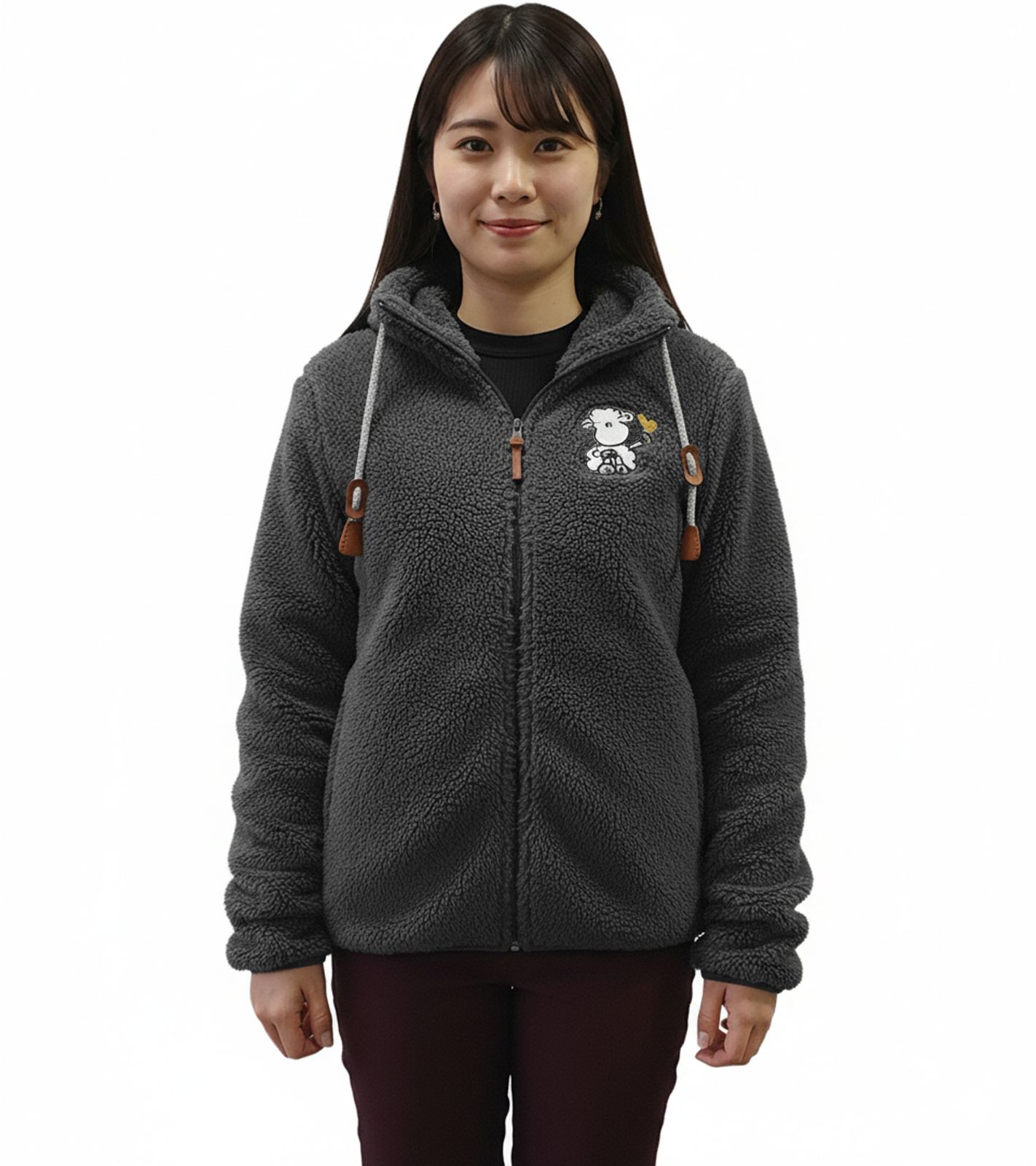Wärmende sheepworld Damen Teddyfleece-Jacke mit gesticktem Motiv Kuschel-Jacke mit Stehkragen Sweat-Jacke 9865337 Grau