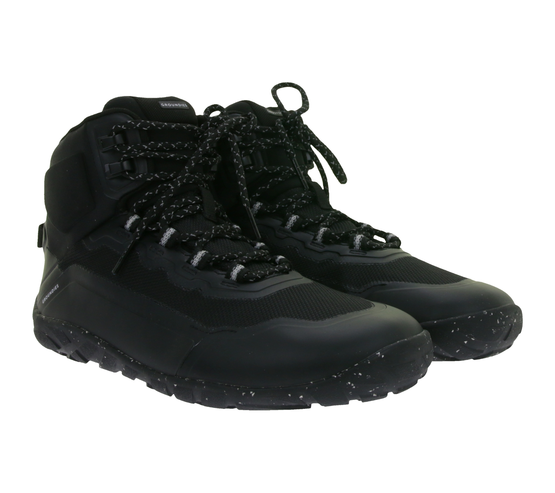 wasserdichte GROUNDIES Barfußschuhe All Terrain High 2.0 Damen High -Top Hiking Sneaker mit TrueSense Sohle GND-130258-01 Schwarz