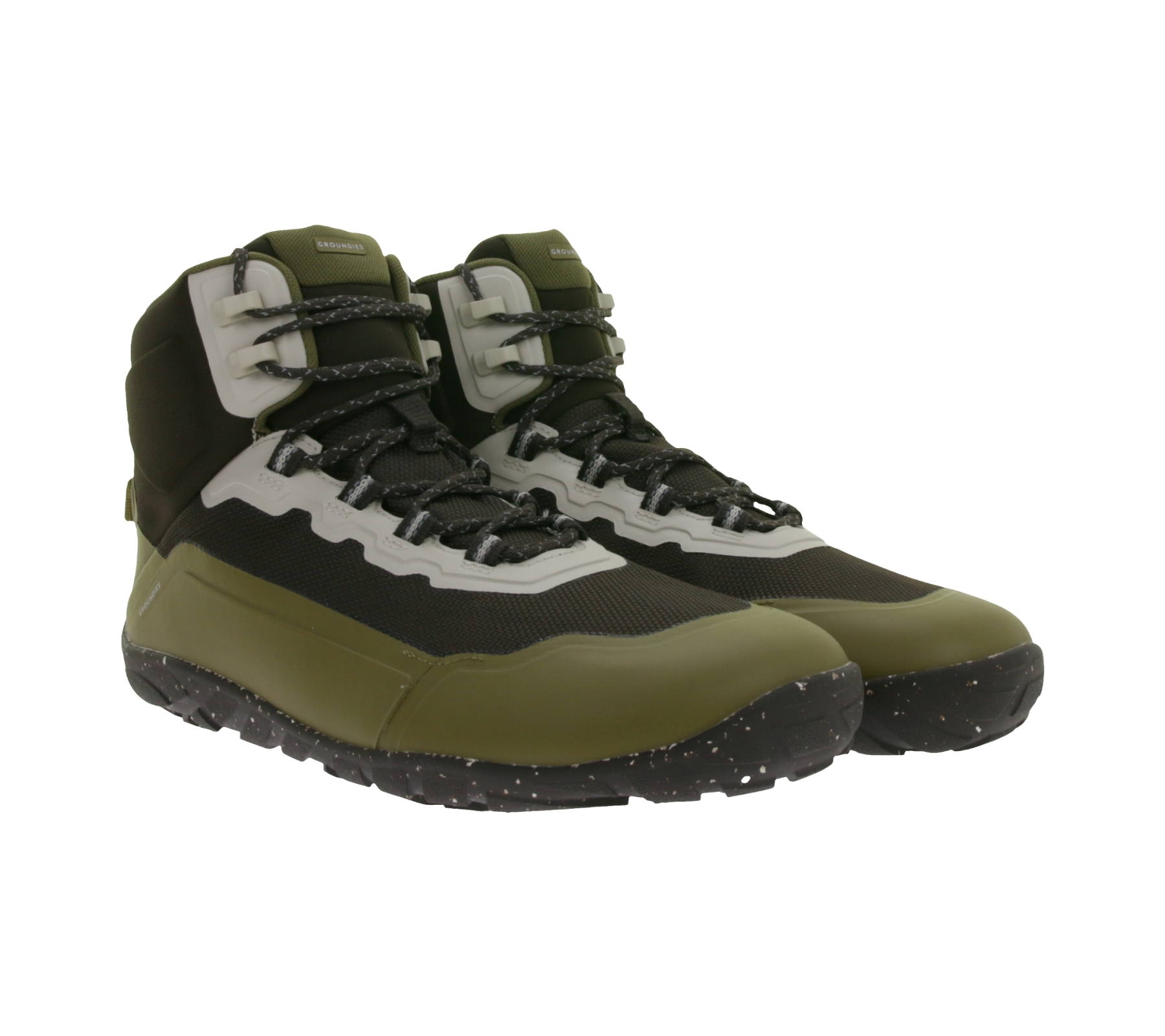 wasserdichte GROUNDIES Barfußschuhe All Terrain High 2.0 nachhaltige Herren Trekking Sneaker mit TrueSense und Wechselfußbett GND-230258-38 Braun