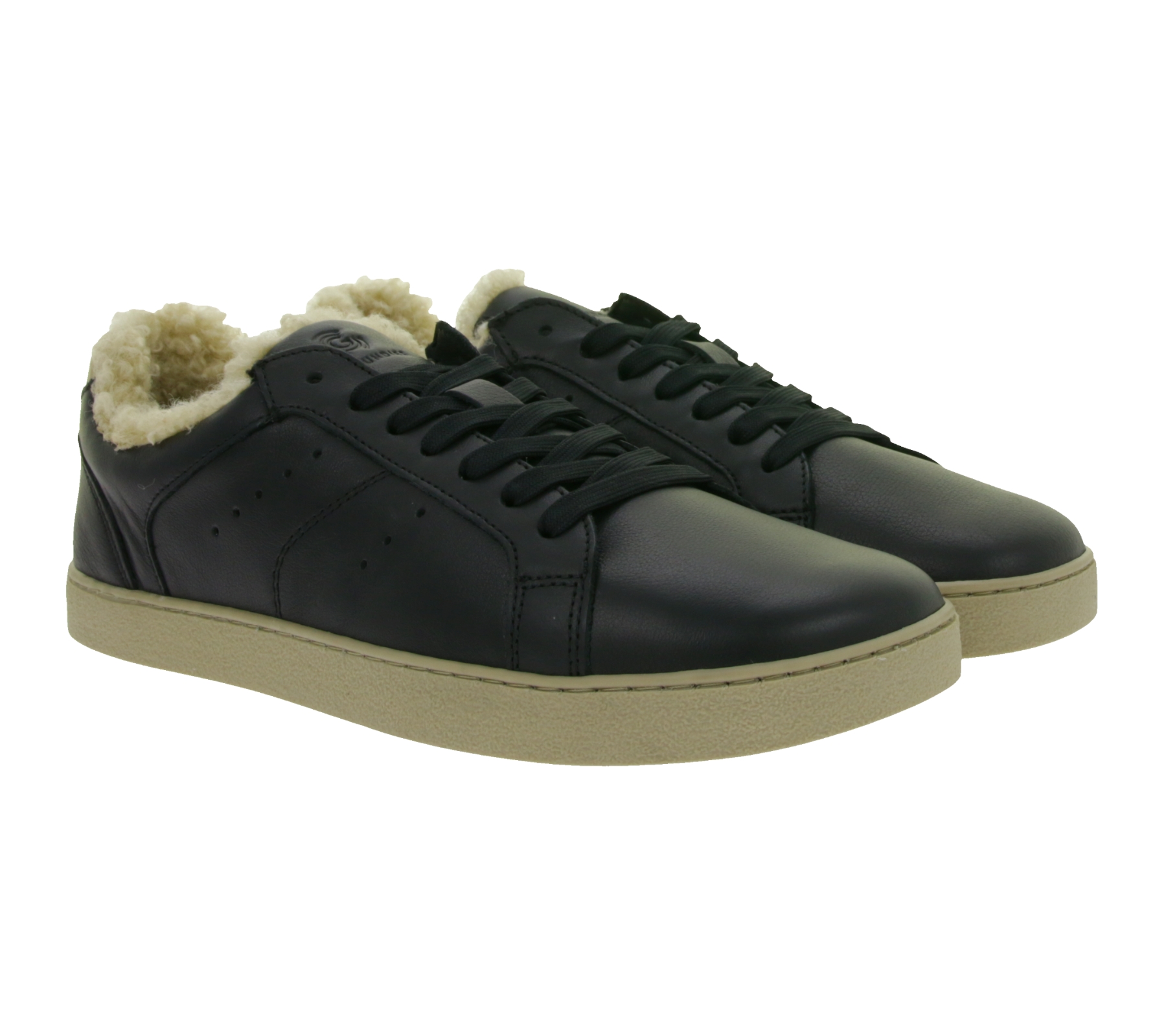 weiche GROUNDIES Barfußschuhe Universe Teddy Damen Low-Top Echtleder Sneaker mit TrueSense Sohle GND-110296-01 Schwarz