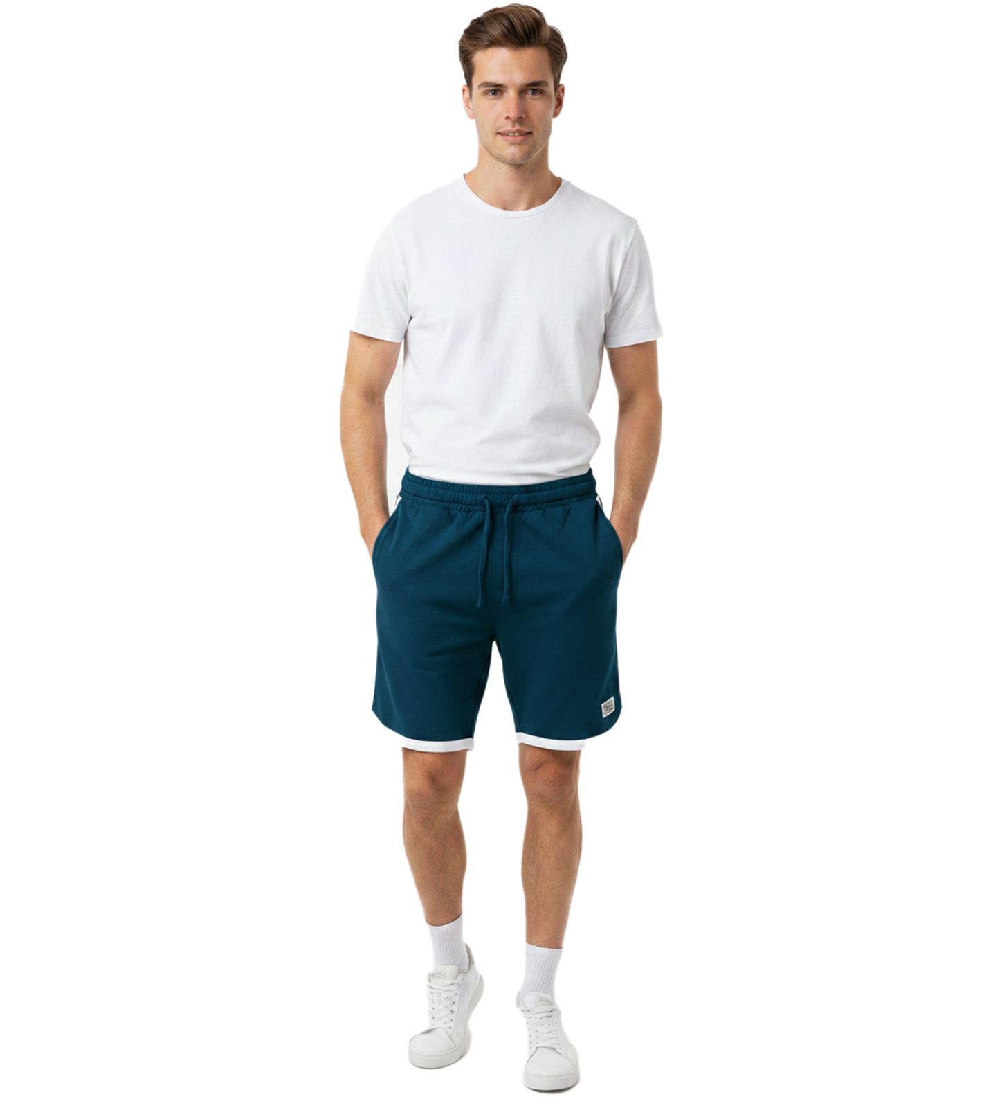 weiche SCOTCH & SODA Herren Sport-Short Baumwoll-Shorts kurze Fitness-Hose Freizeit-Shorts für Casual-Wear Beach-Shorts SSSP25M269727 421 Petrol-Blau