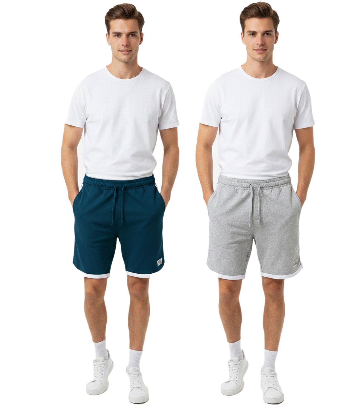 weiche SCOTCH & SODA Herren Sport-Short Baumwoll-Shorts kurze Fitness-Hose Freizeit-Shorts für Casual-Wear Beach-Shorts SSSP25M269727 in Petrol-Blau oder Hell-Grau
