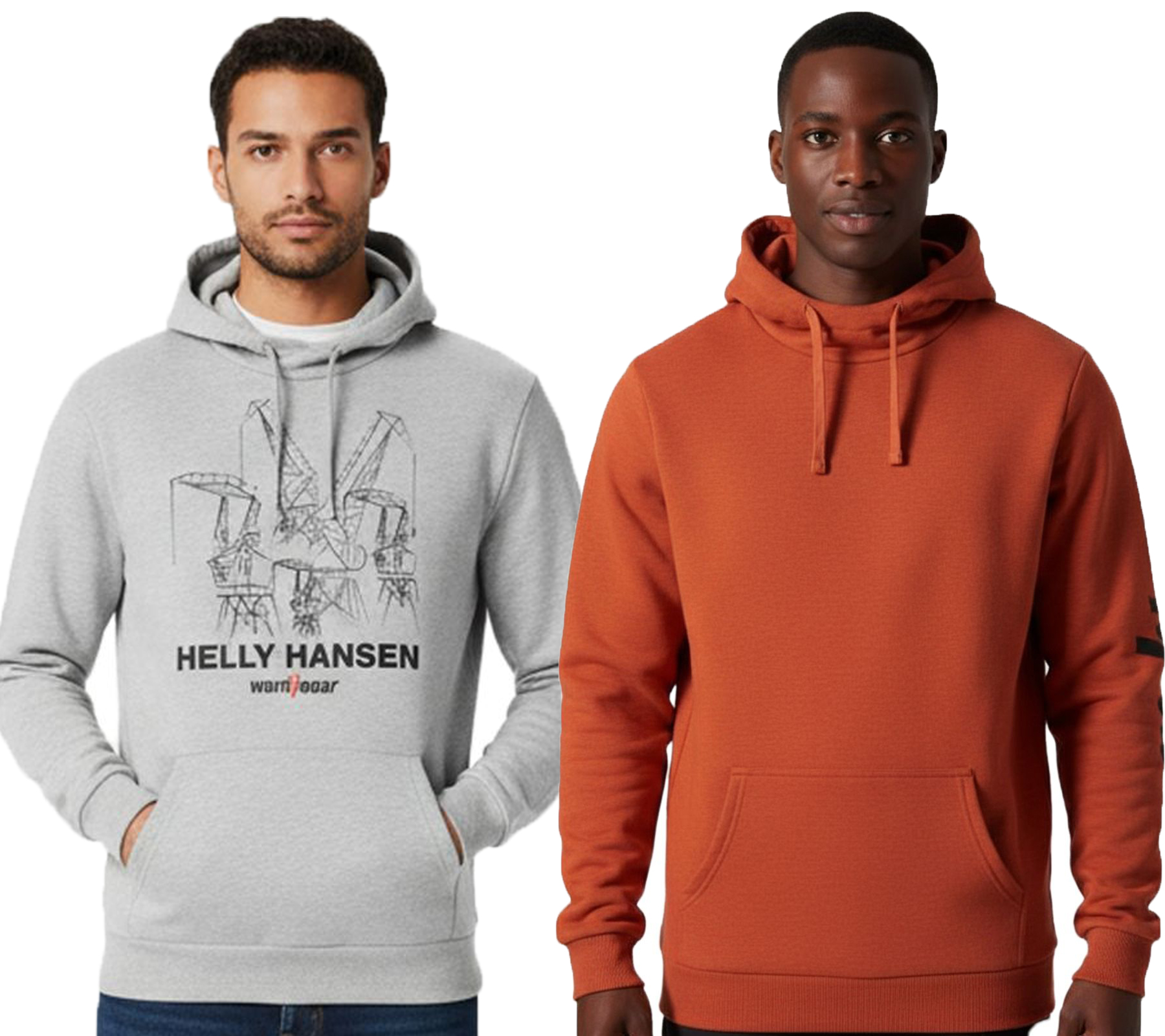 weicher Helly Hansen Manchester Graphic Herren Hoodie Baumwoll-Pullover mit Kapuze 300 g/m² Sweat-Pullover 78380 Grau oder Orange