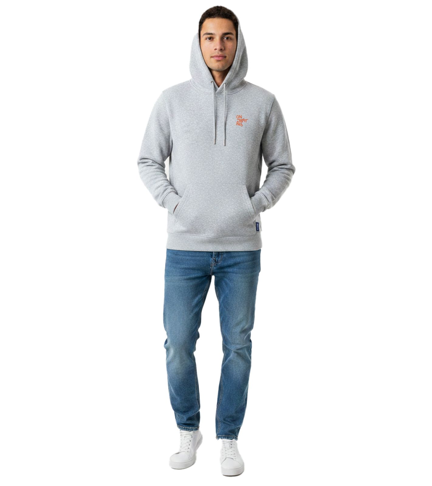 weicher ON THAT ASS Arcano2 Hoodie Herren Baumwoll-Sweater mit Fleece-Innenfutter Grau meliert