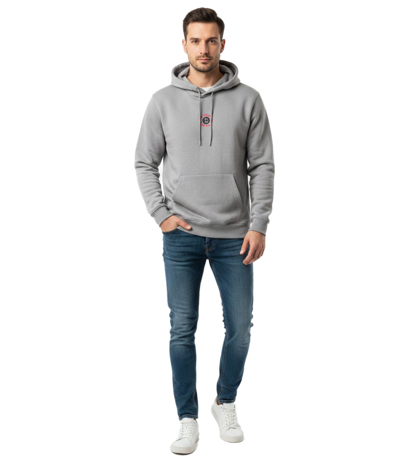 weicher ON THAT ASS Kean Hoodie Herren Baumwoll-Sweater mit Fleece-Innenfutter Hellgrau