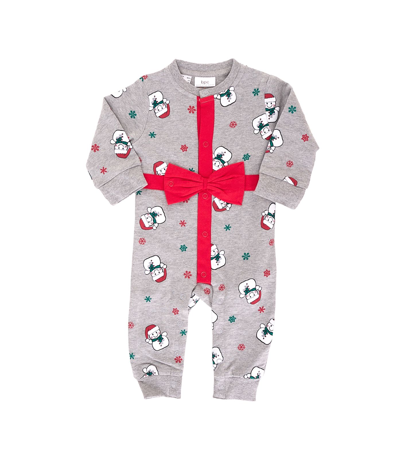 weihnachtlicher Kleinkinder Body für Babys mit Schneemann-Print Baumwoll-Einteiler mit großer Schleife Strampler 951686 Grau/Rot