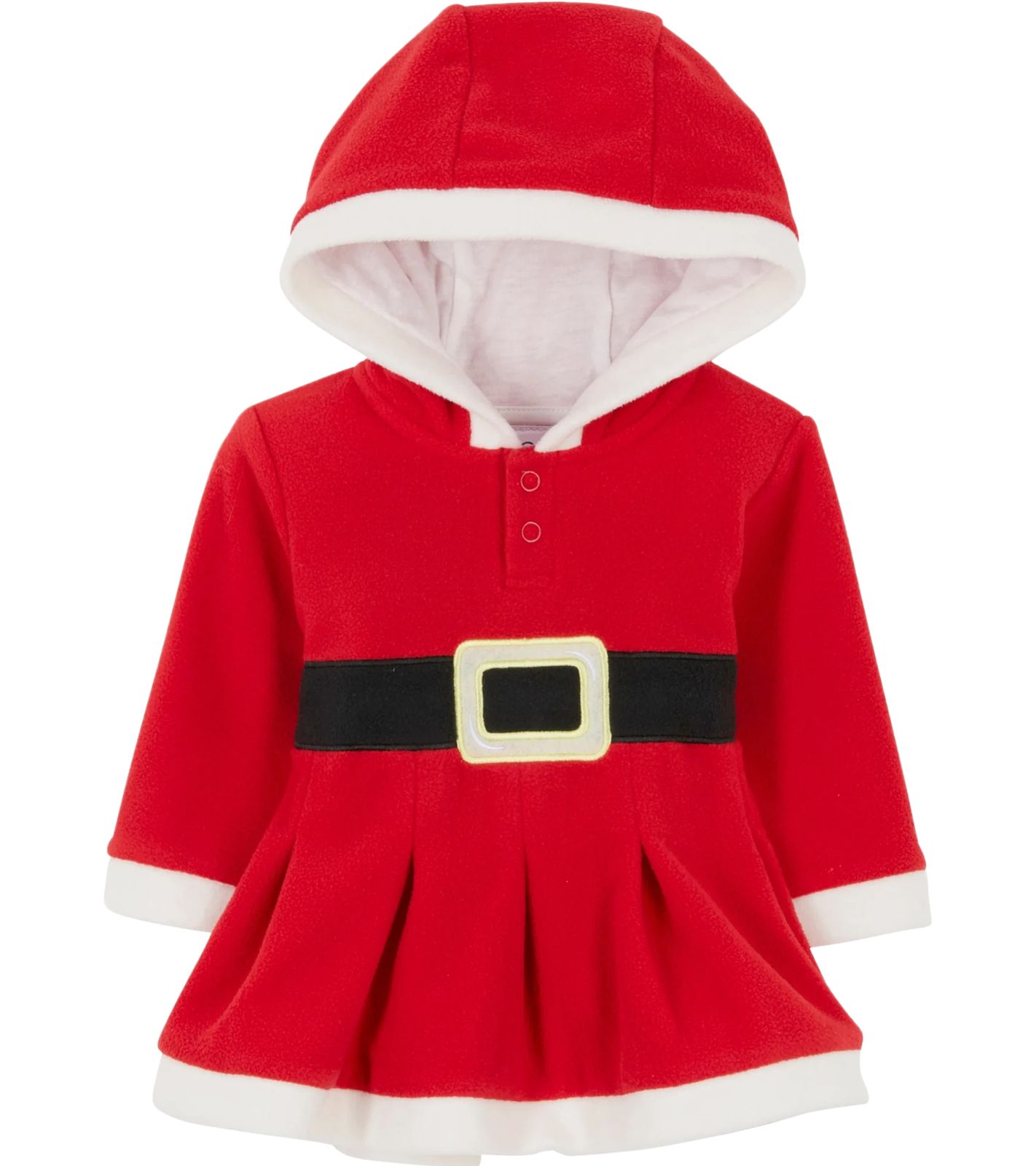 Weihnachts-Outfit Kleinkinder Weihnachts-Kleid mit Kapuze und Knöpfen niedliches Kinder Winter-Kleid 938630 Rot