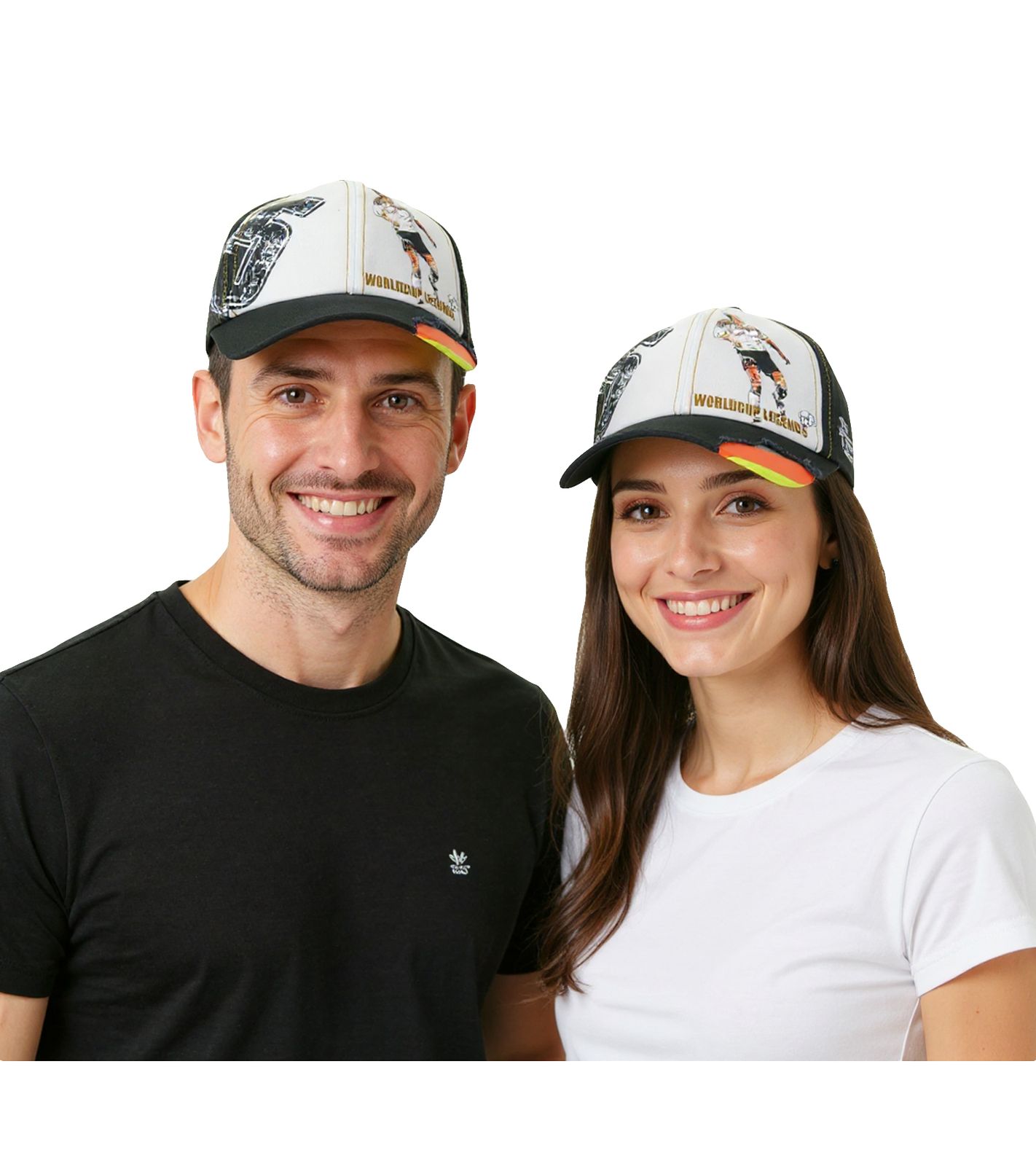 WORLDCUP LEGENDS Unisex Baseball-Cap im Deutschland-Design Baumwoll-Cap mit Fußballspieler-Print Curved-Brim-Cap mit No.5-Print Damaged-Look TC123027WCL Schwarz