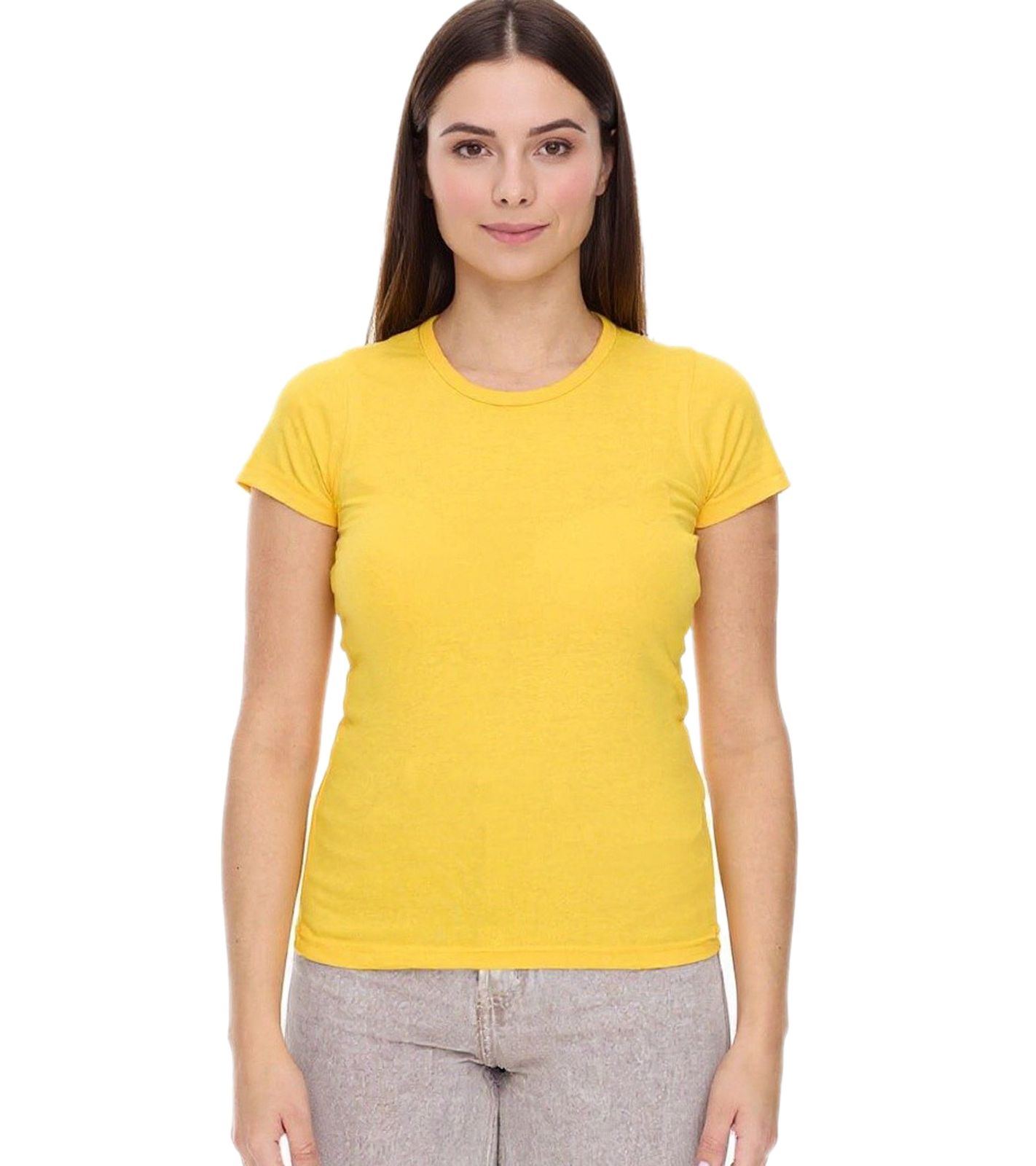 WORXWEAR Damen T-Shirt modisches Rundhals-Shirt mit 180gsm Kurzarm-Shirt Gelb