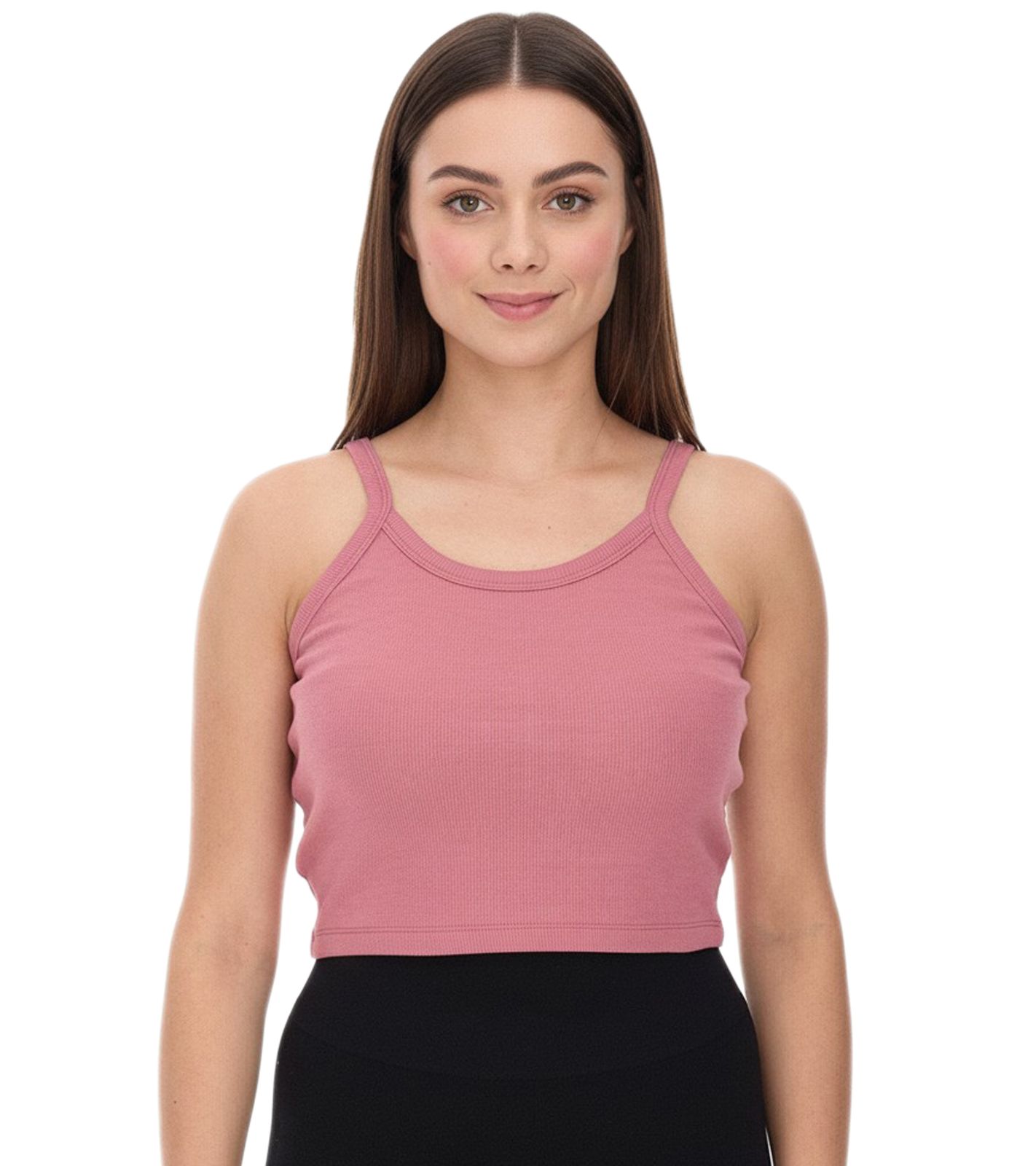YOU DO YOU Damen Crop-Top geripptes Fitness-Top Baumwoll-Shirt Tanktop Yoga-BH 905101 Alt-Rosa