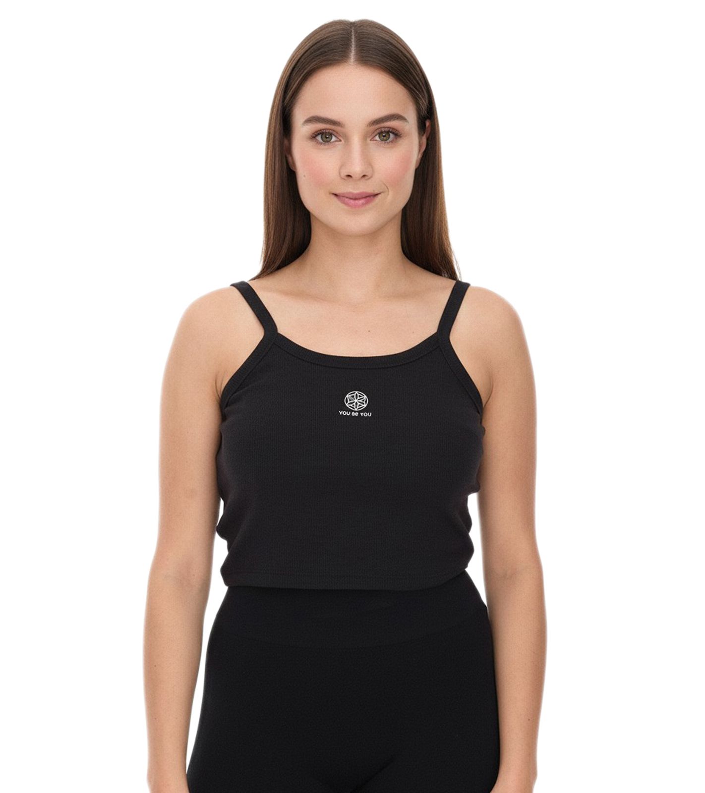 YOU DO YOU Damen Crop-Top geripptes Fitness-Top Baumwoll-Shirt Tanktop Yoga-Mode 905101 Schwarz