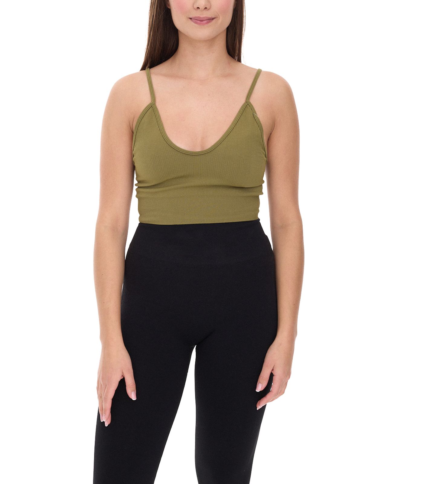 YOU DO YOU Damen Sport-BH Sport-Bustier nahtloses Sport-Oberteil Yoga-BH 904951 Khaki