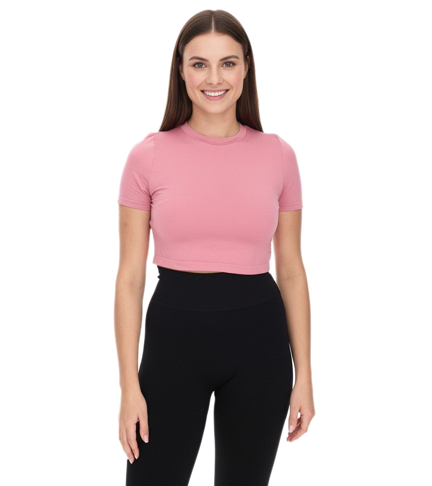 YOU DO YOU Damen T-Shirt im Cropped-Style Fitness-Top Kurzarm-Shirt 9056041 Alt-Rosa