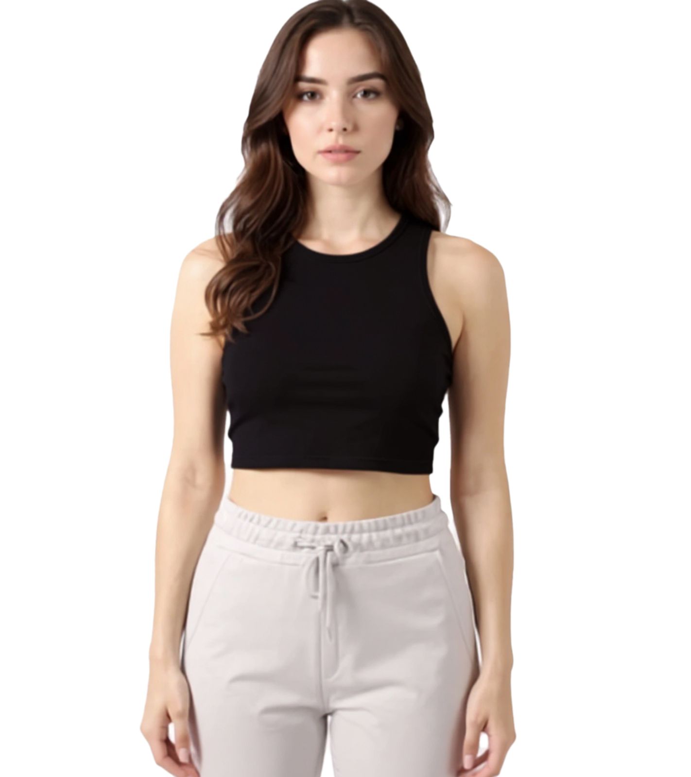 ZEGY Damen Crop-Top Tank-Top geripptes Baumwoll-Shirt ärmellos 1085 Schwarz