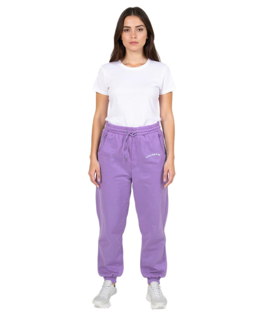 ZEGY Damen Jogginghose bequeme Sweat-Hose mit seitlichen Eingrifftaschen Baumwoll-Hose 1063 Lila