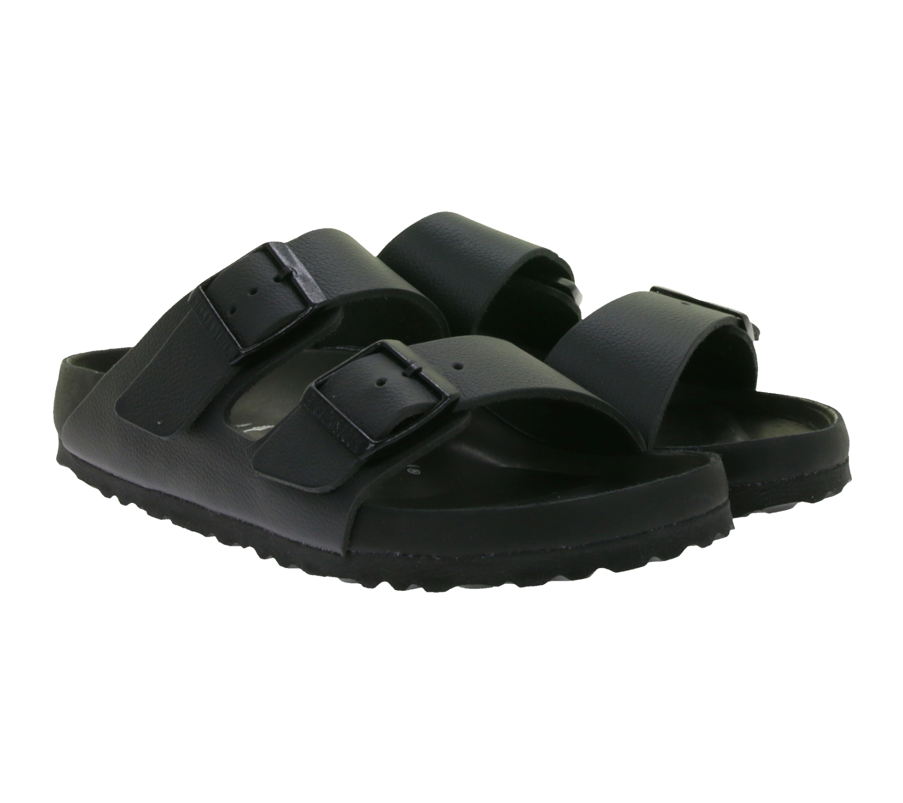 zeitlose BIRKENSTOCK Arizona Birko-Flor Damen Pantoletten Made in Germany Sommer-Latschen schmale Breite 1026843 Schwarz