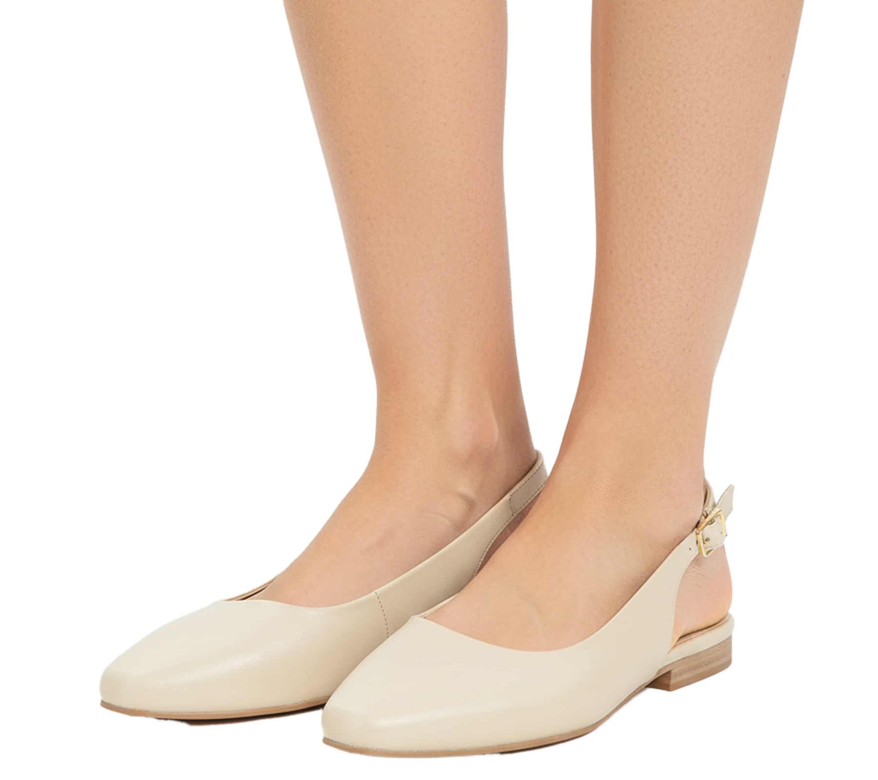 zeitlose Damen Sling-Pumps elegante Echtleder-Ballerina 930746 Hellbeige