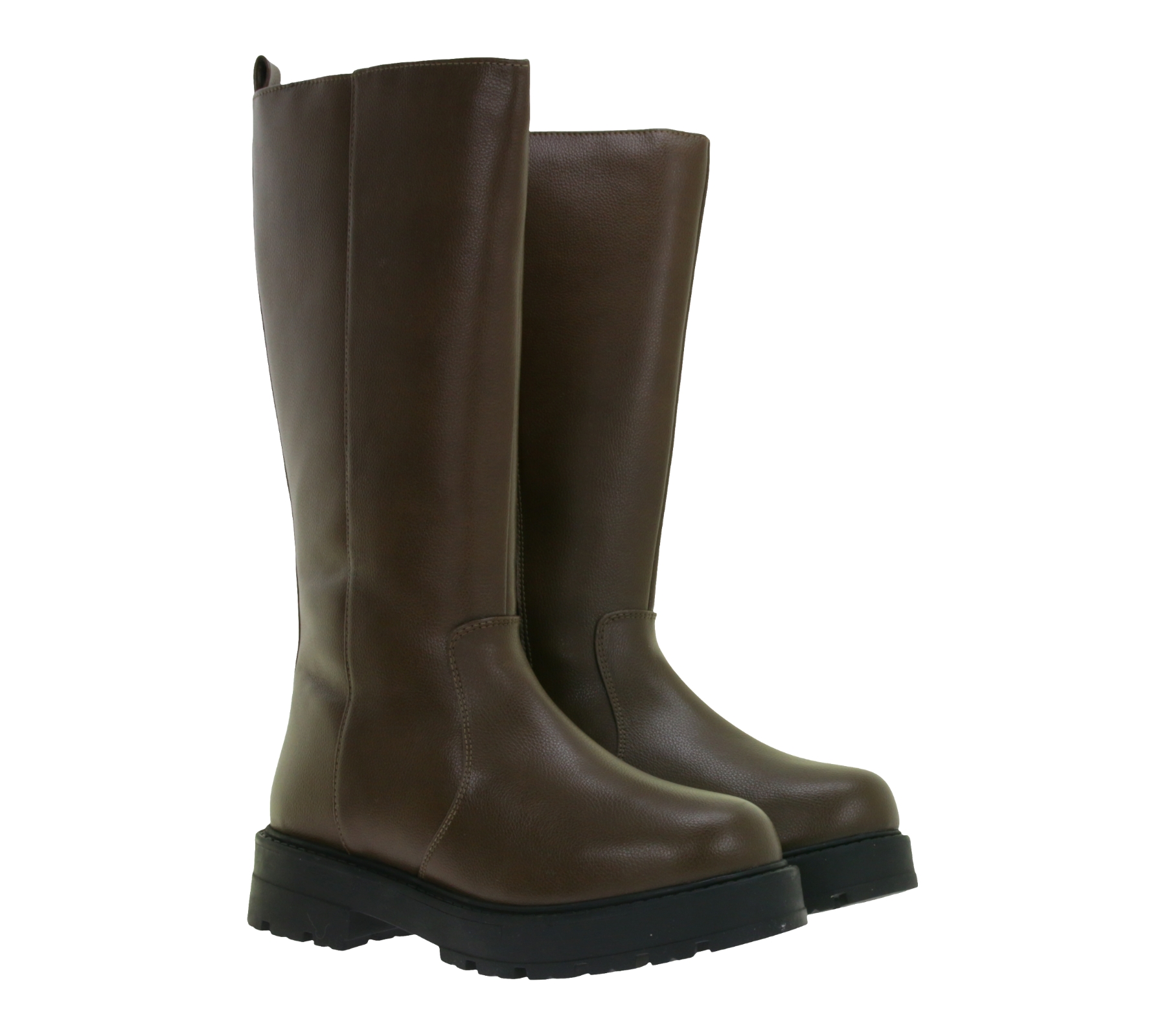 zeitlose Damen Stiefel Kunst-Leder Winter-Schuhe mit kleinem Plateau 921124 Braun