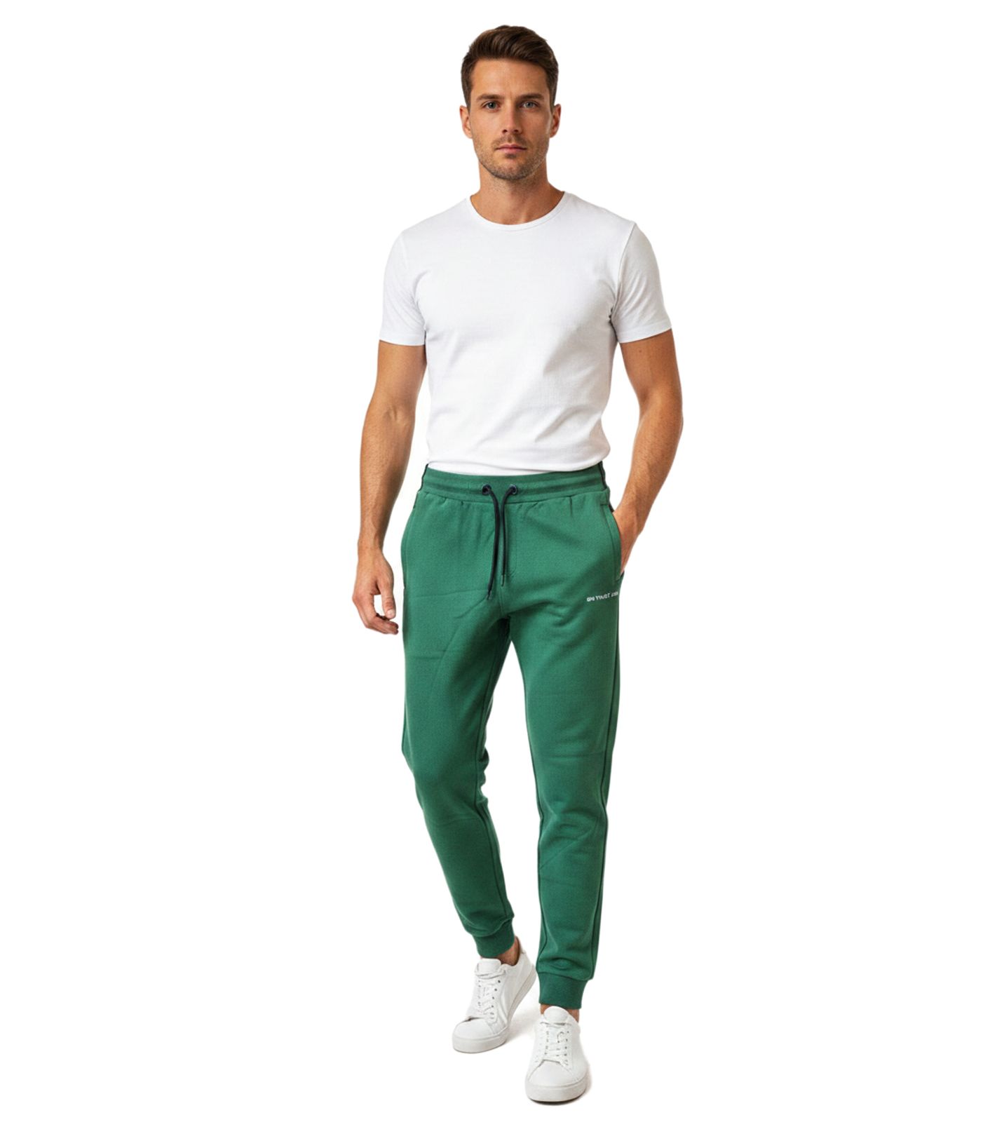 zeitlose ON THAT ASS Dudley Herren Jogging-Hose Baumwoll-Sweat-Hose mit Logo und Taschen 303000113GR Grün