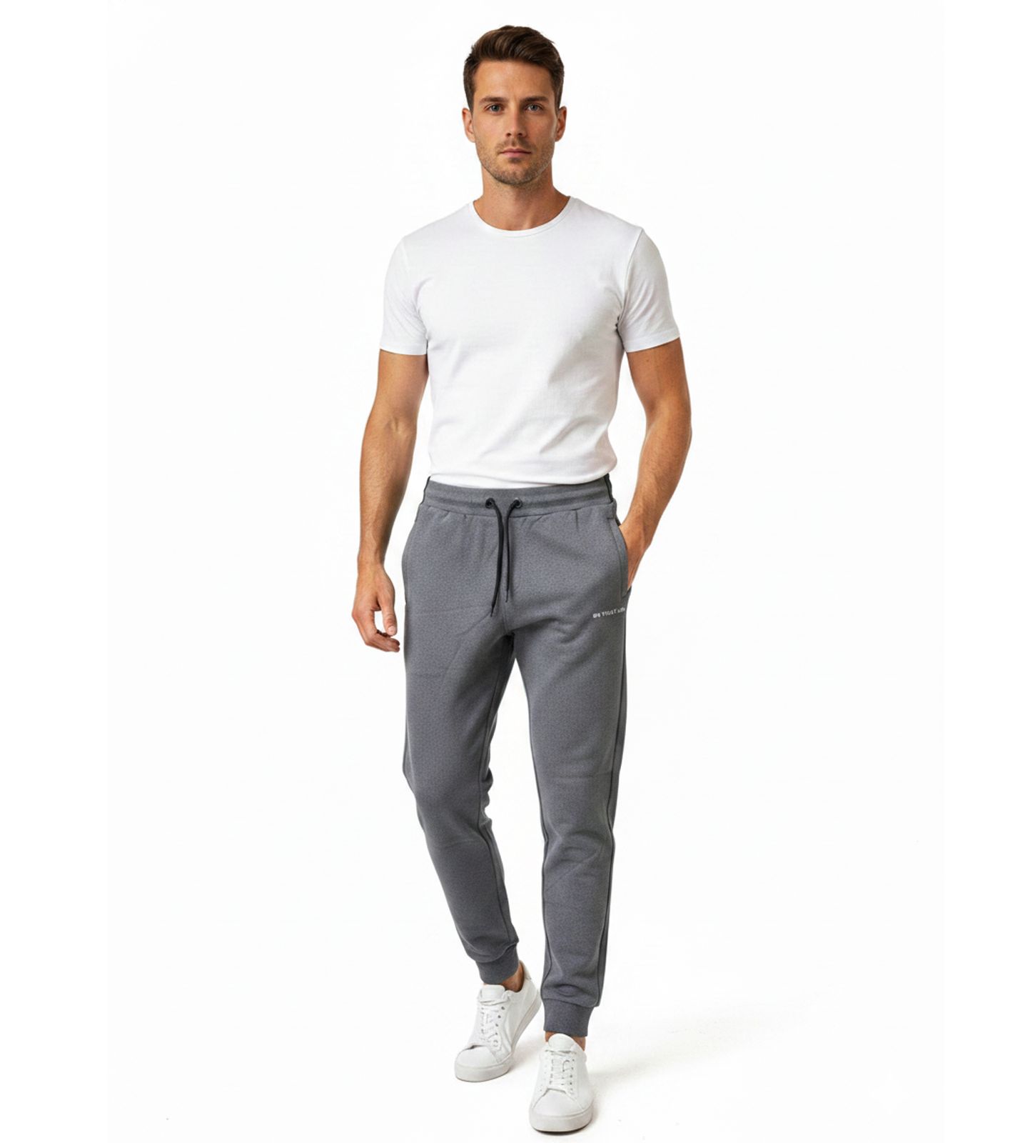zeitlose ON THAT ASS Dudley Herren Jogging-Hose Baumwoll-Sweat-Hose mit Logo und Taschen 30300113GZ Grau