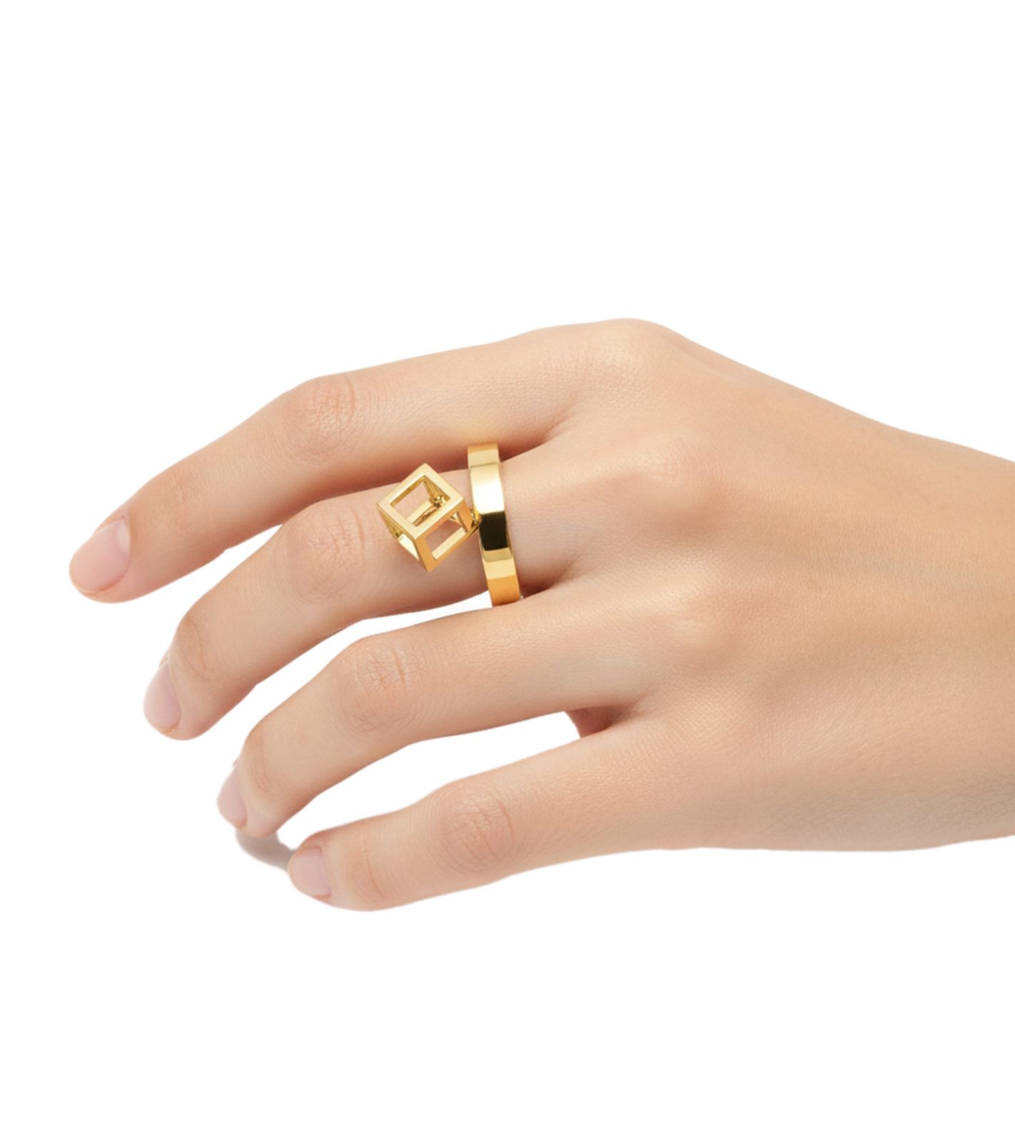 Zeitloser Calvin Klein Damen Ring mit Würfelanhänger Edelstahl-Ring Finger-Ring KJ3HJR10010 Gold