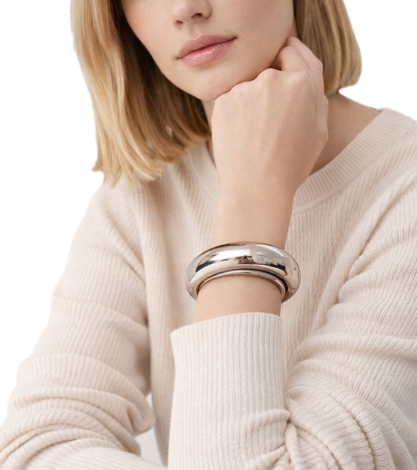 Zeitloser Calvin Klein Fluid Damen-Armreif aus Edelstahl Eleganter Arm- & Handgelenk-Schmuck Größe XS KJ3MD0001 Silber