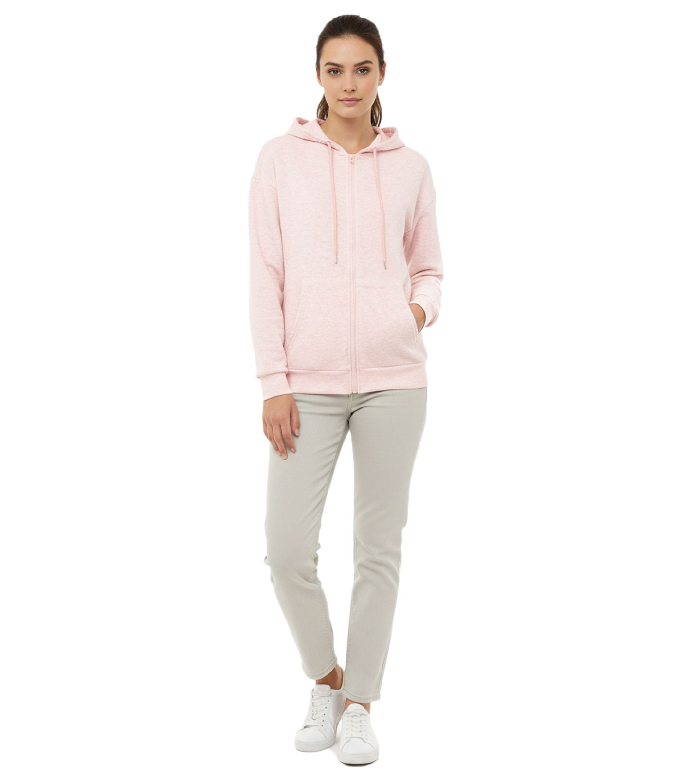 ZWILLINGSHERZ Damen Sweat-Jacke mit Kapuze Zip-Hoodie mit Taschen 46094-13 Rosa