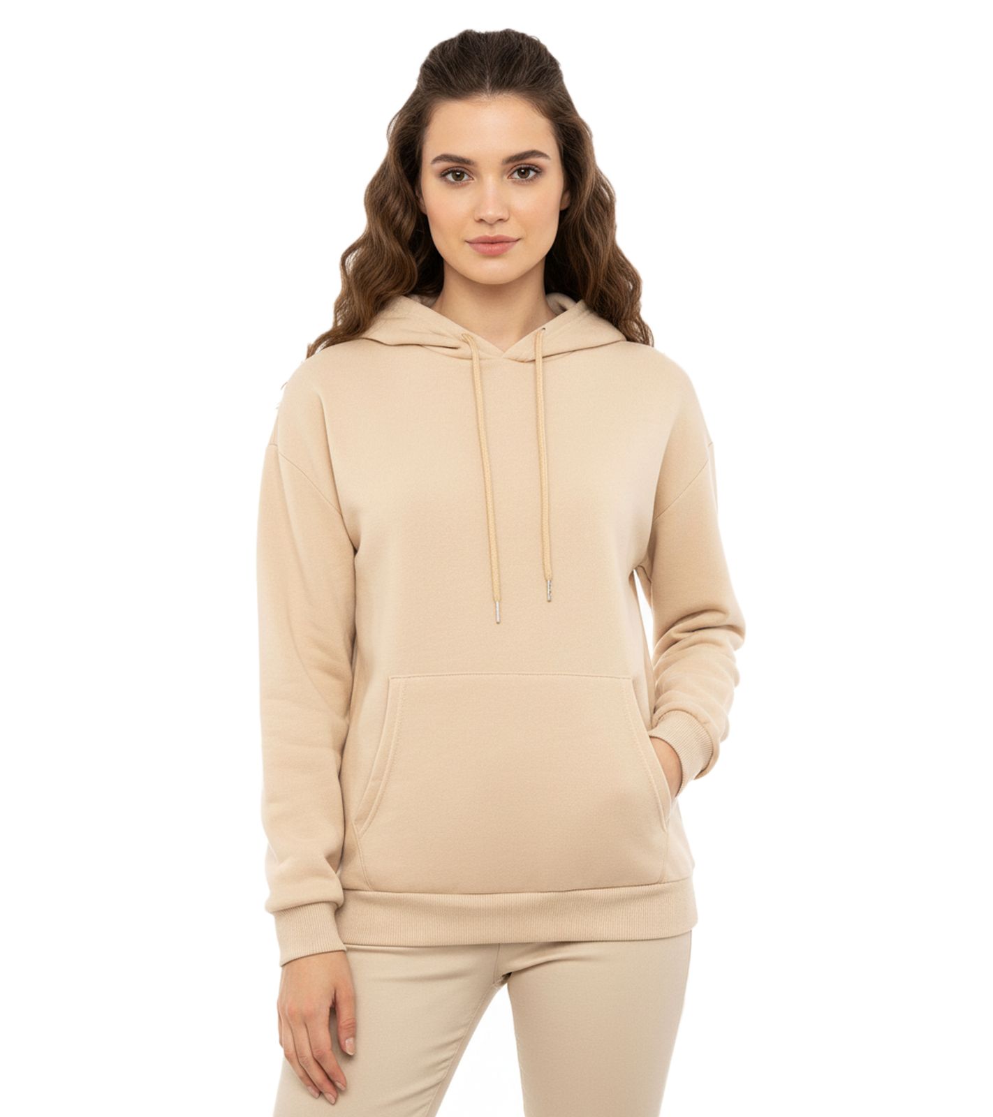 ZWILLINGSHERZ Hoodie Damen Sweat-Pullover Kapuzenpullover mit Tasche 46093-29 Beige